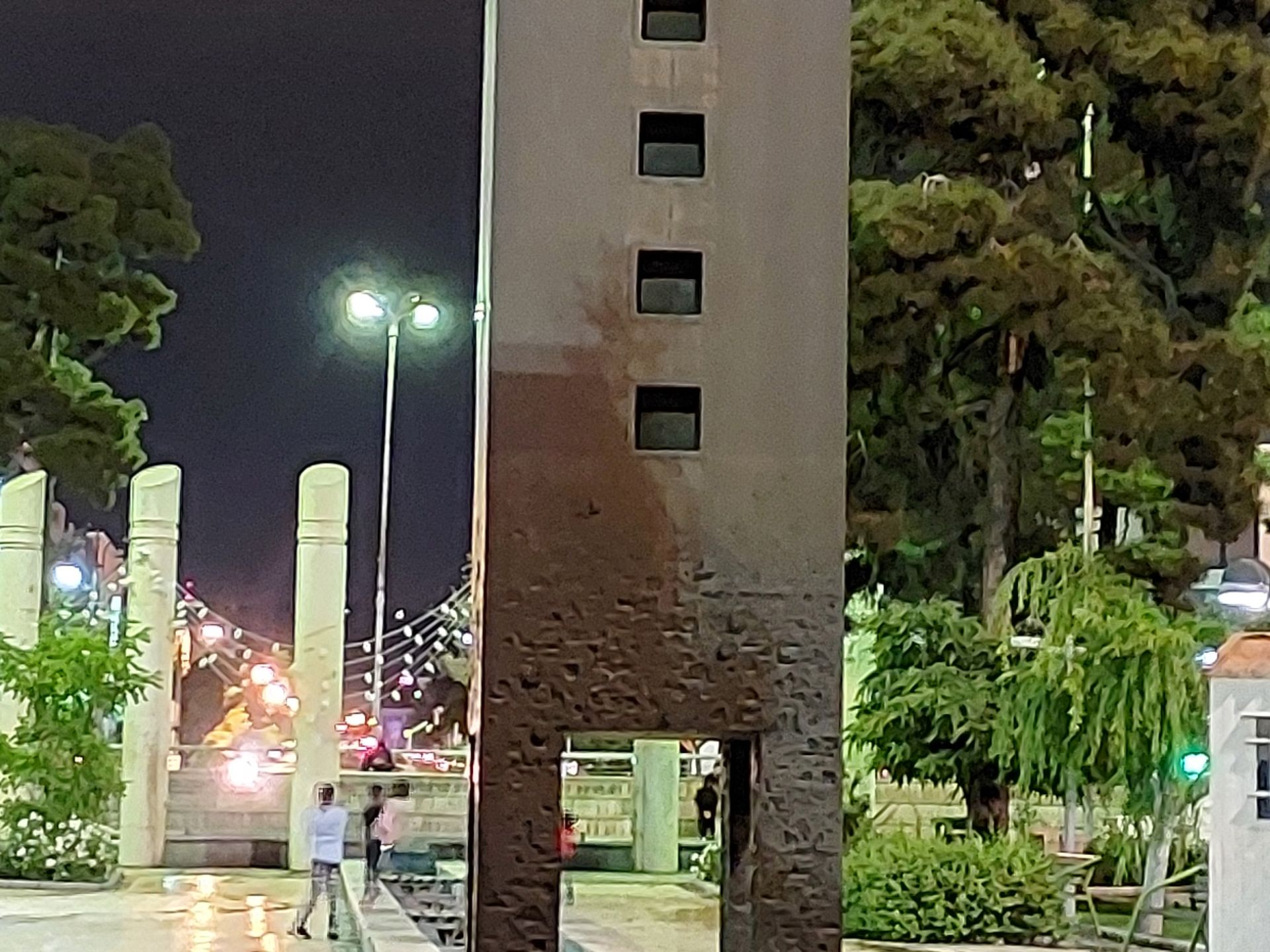 برش ۱۰۰ درصد از عکس نمونه دوربین واید گلکسی A42 سامسونگ با حالت Night - پارک میدان هفت حوض