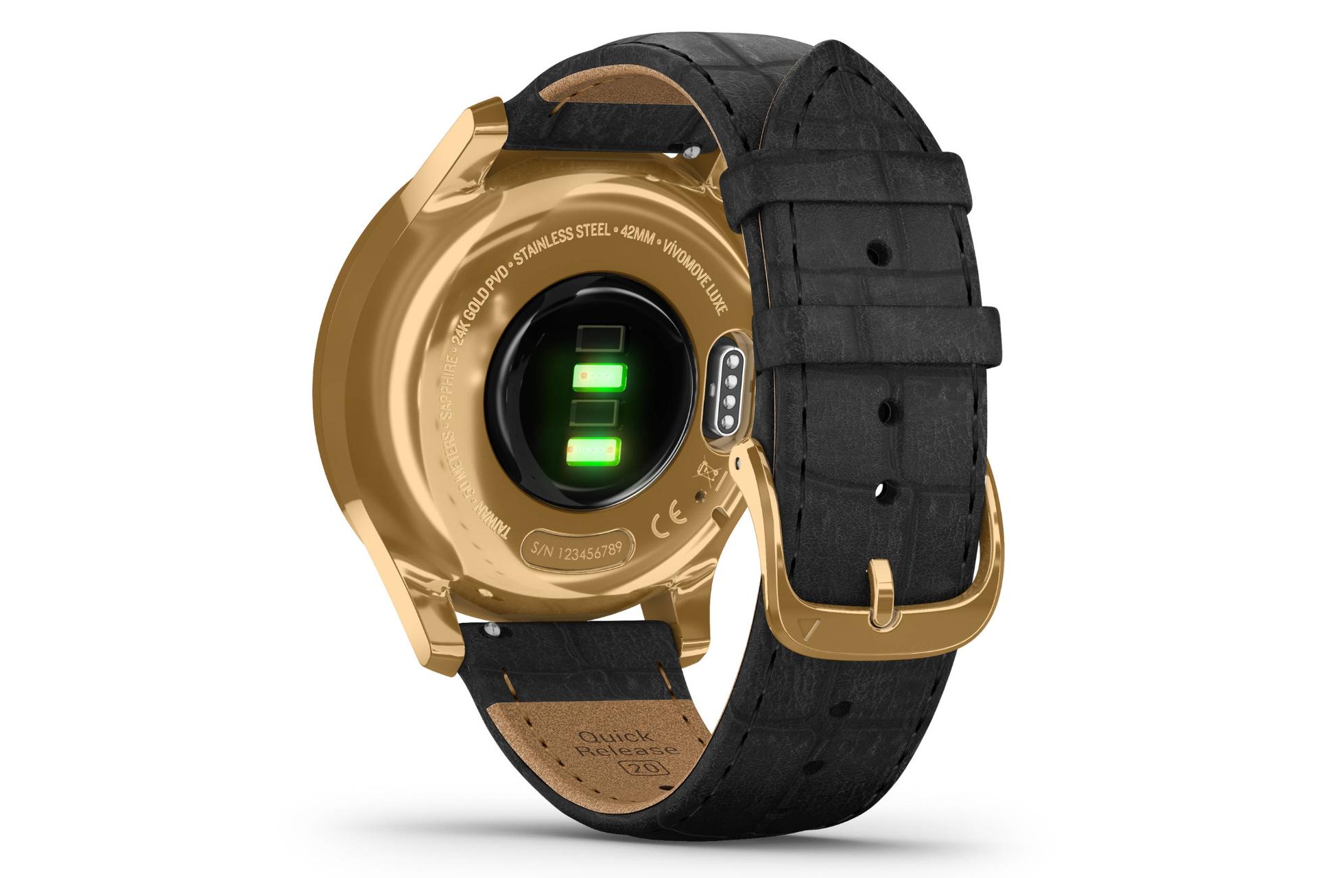 پشت اسمارت واچ ویوومو لوکس گارمین نسخه استیل Garmin vivomove Luxe Stainless Steel طلایی