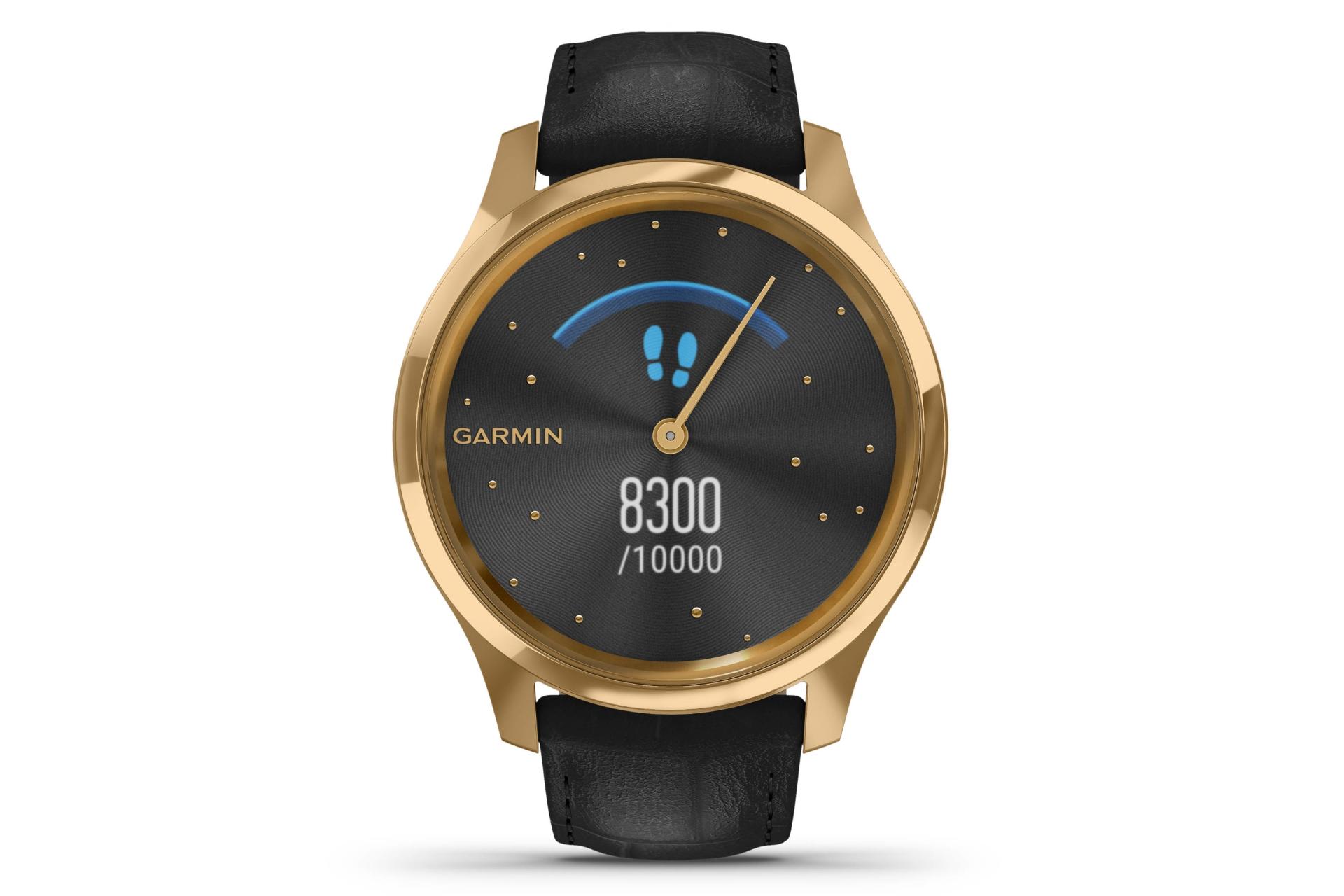 نمای روبرو اسمارت واچ ویوومو لوکس گارمین نسخه استیل Garmin vivomove Luxe Stainless Steel طلایی
