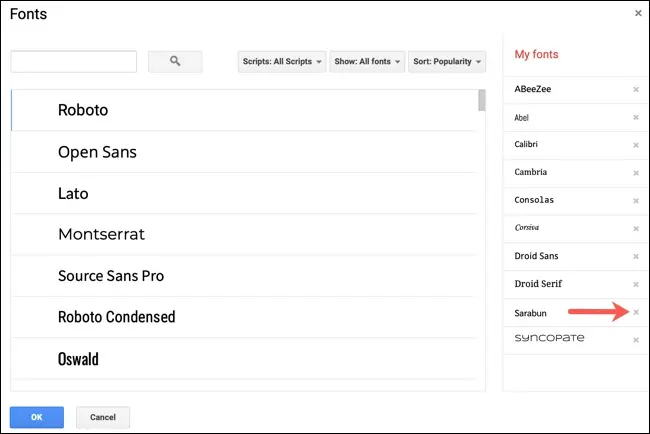 روش پیدا کردن، افزودن و حذف فونت‌ها از Google Docs - 8