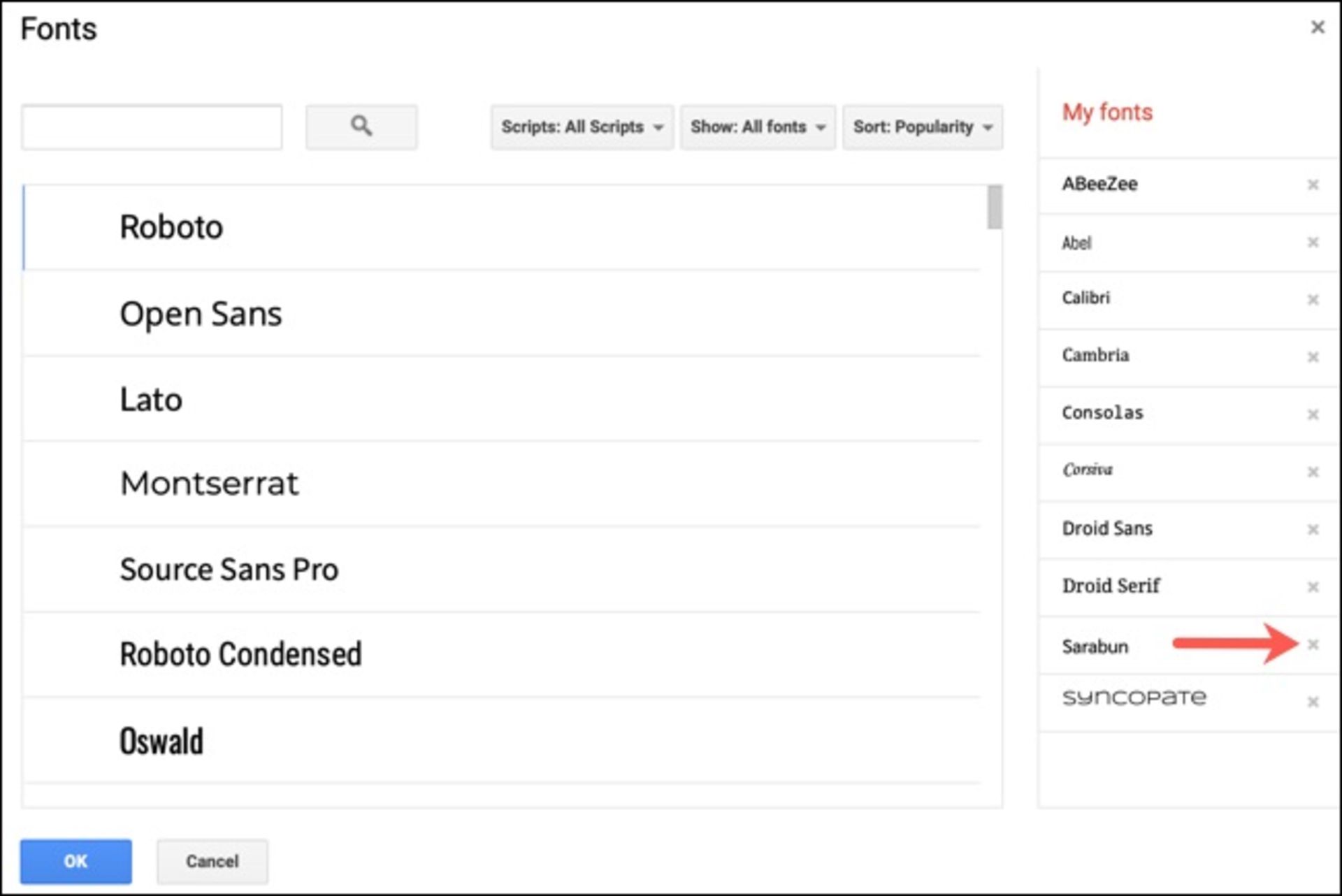 روش پیدا کردن، افزودن و حذف فونت‌ها از Google Docs - 8