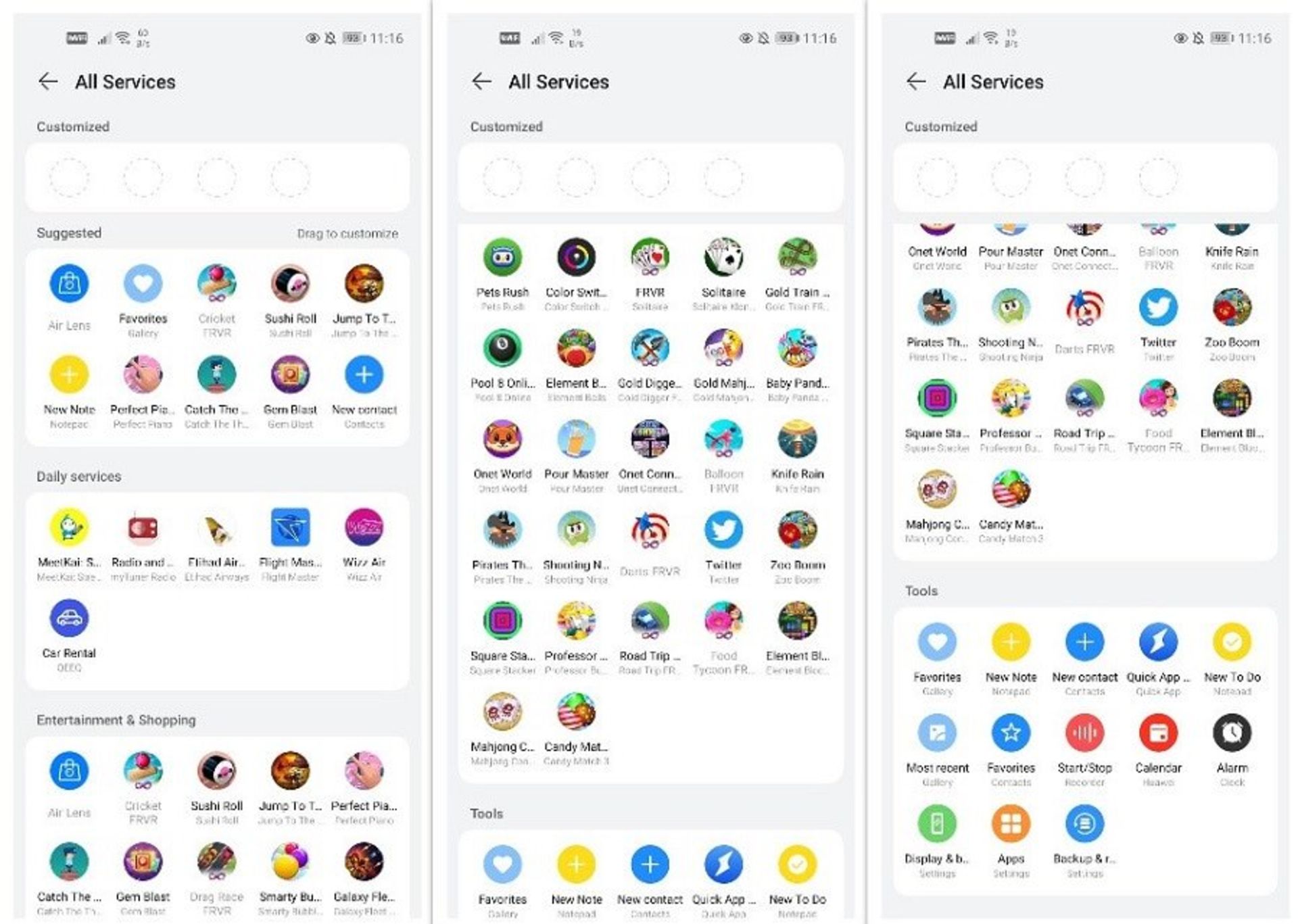 منوی کاربری هواوی اسیستنت