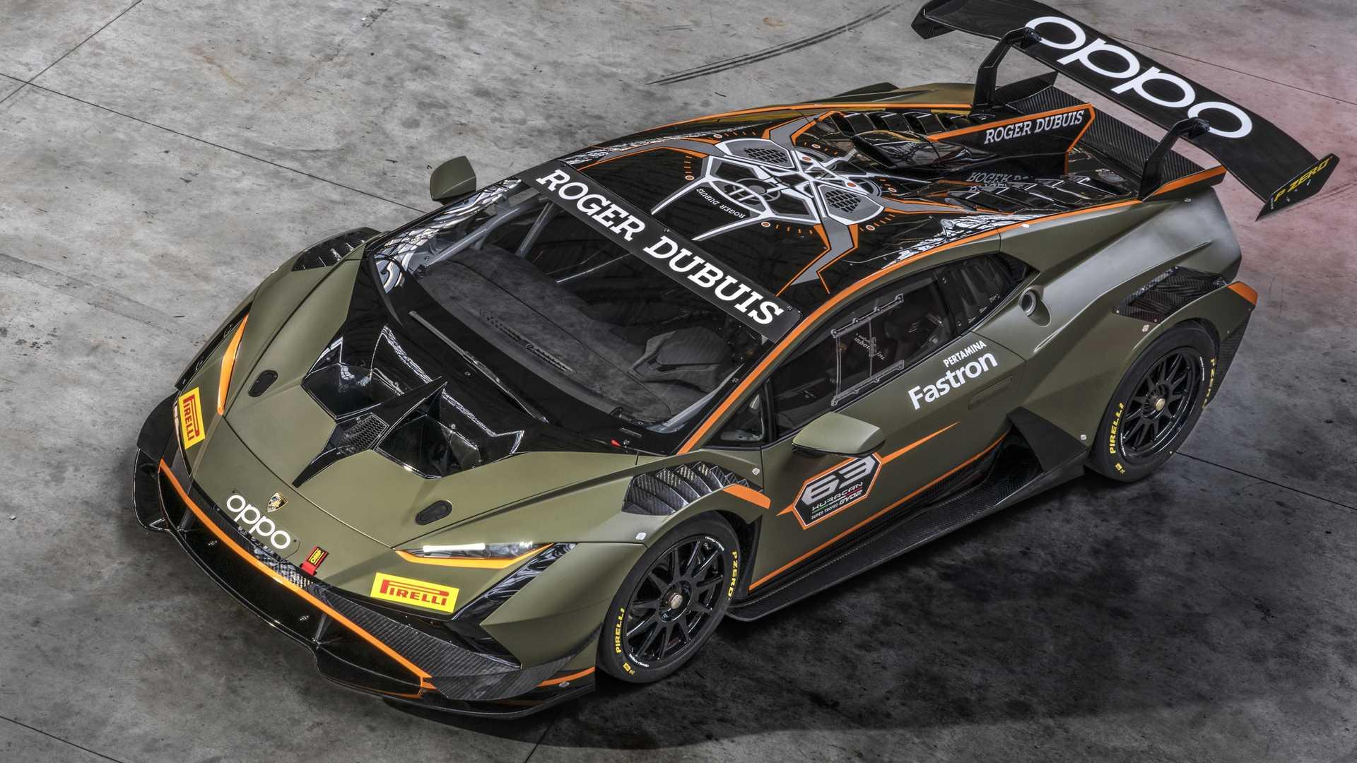 نمای سه چهارم بالا سوپراسپرت لامبورگینی هوراکان سوپر تروفئو اوو2 / Lamborghini Huracan Super Trofeo EVO2