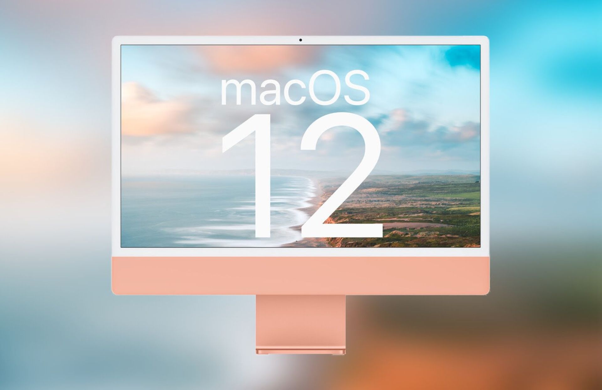 نمایی از آی‌مک ۲۴ اینچی و MacOS 12