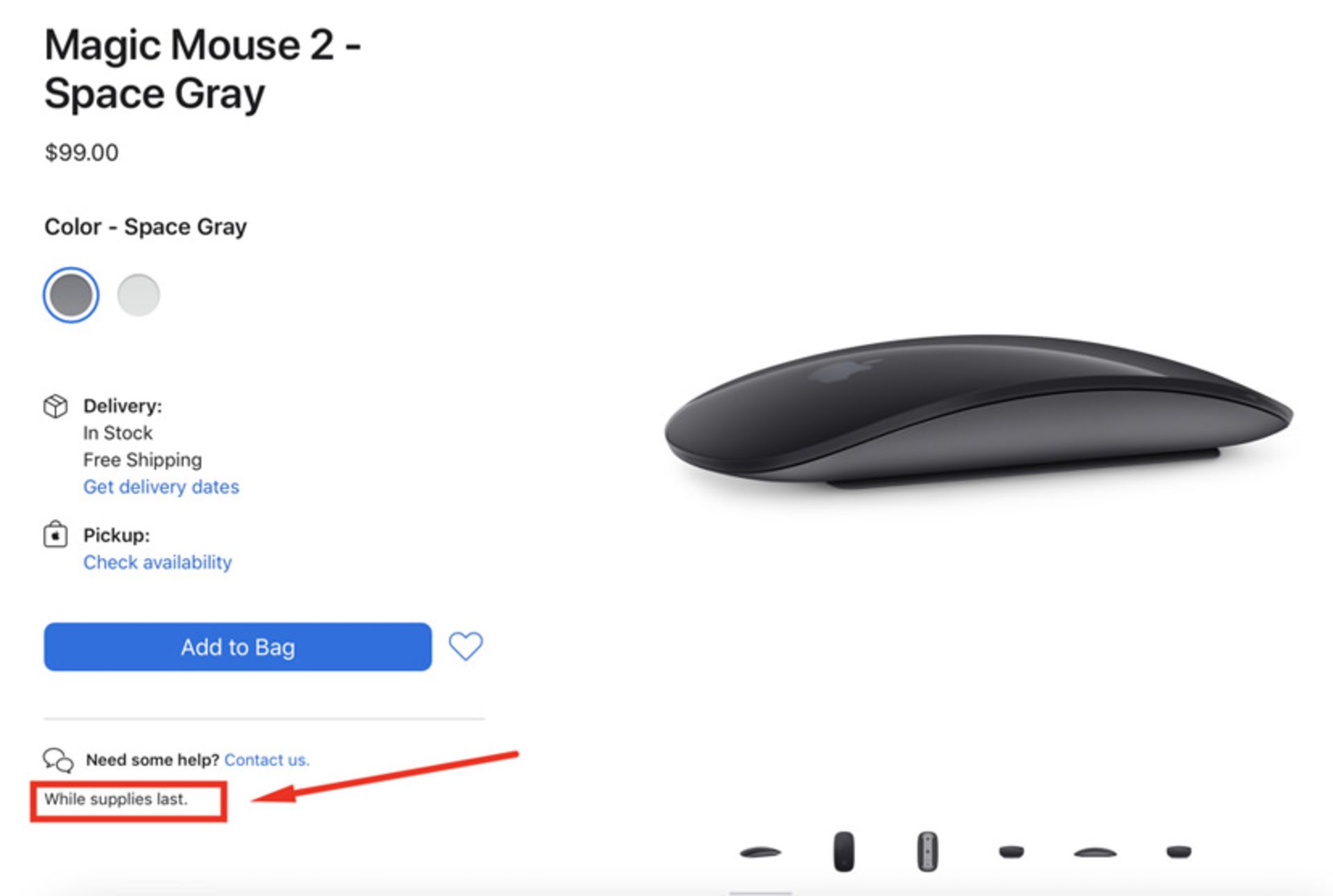 مجیک ماوس خاکستری فضایی اپل