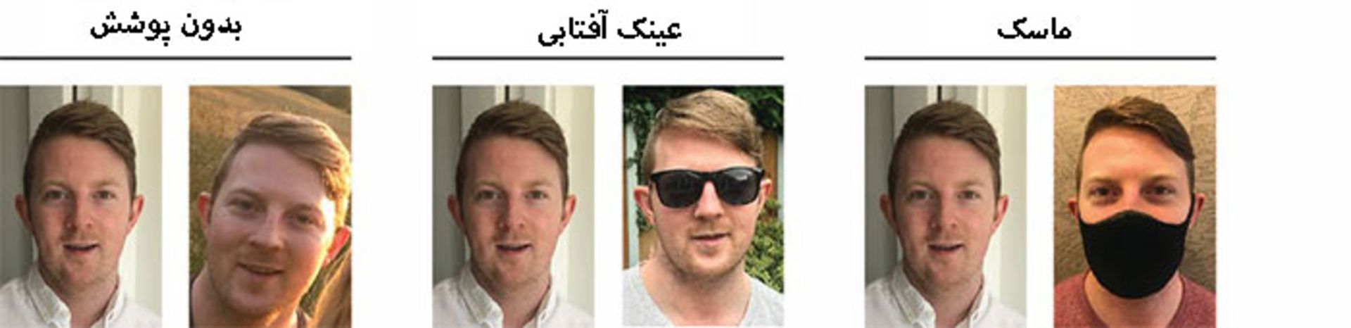 ماسک و عینک آفتابی و شناسایی چهره