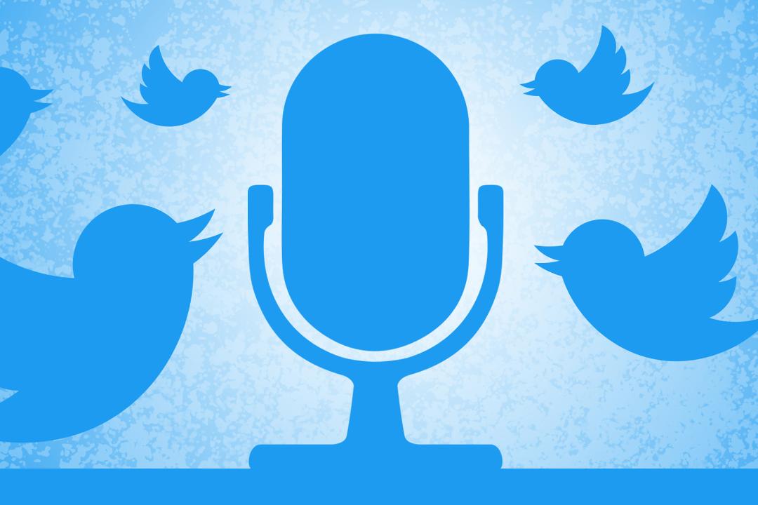طرح قابلیت توییتر اسپیسز / Twitter Spaces لوگو توئیتر و میکروفون