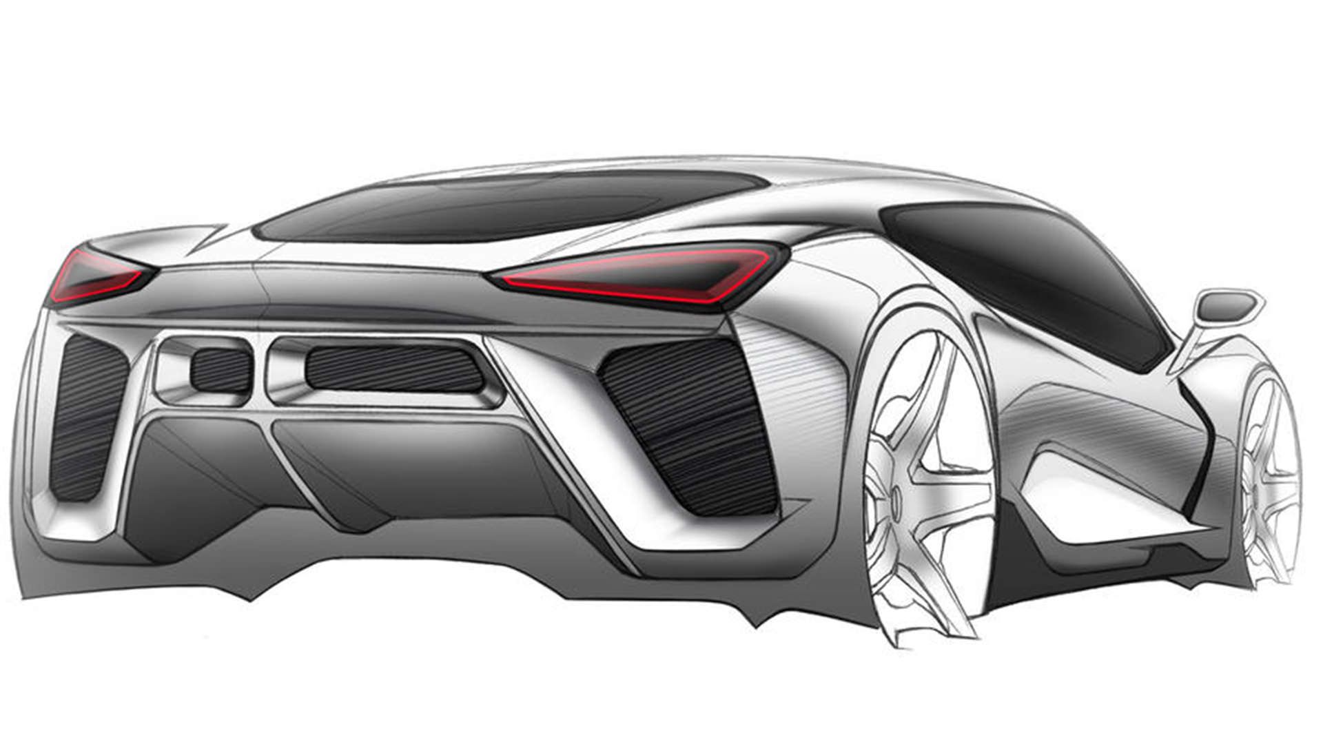 نمای عقب ابرخودرو هیبریدی مورند / Morand Cars Hypercar