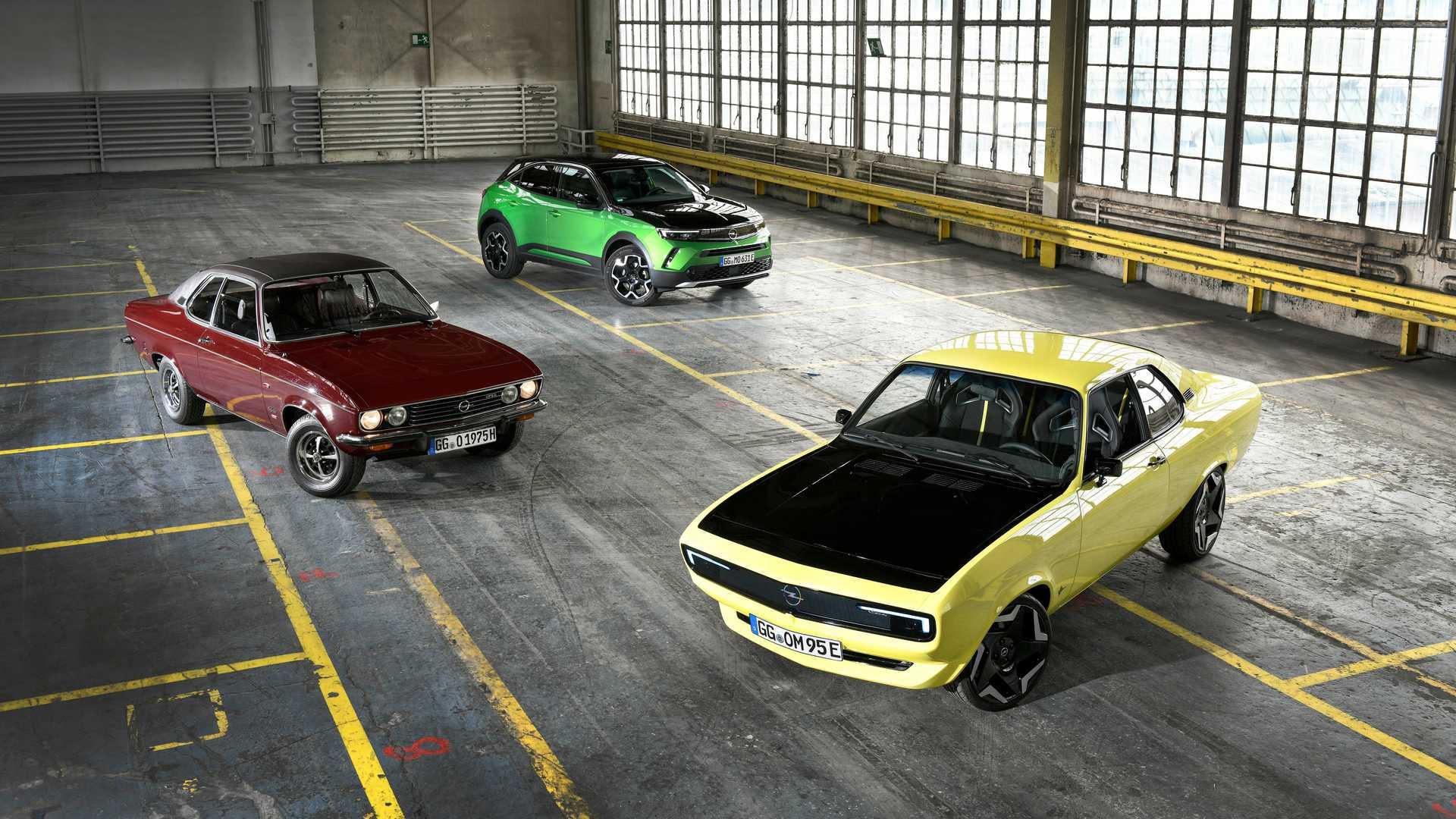 اوپل مانتا جی اس ای الکترومود / Opel Manta GSe ElektroMOD زرد و سبز رنگ در پارکینگ