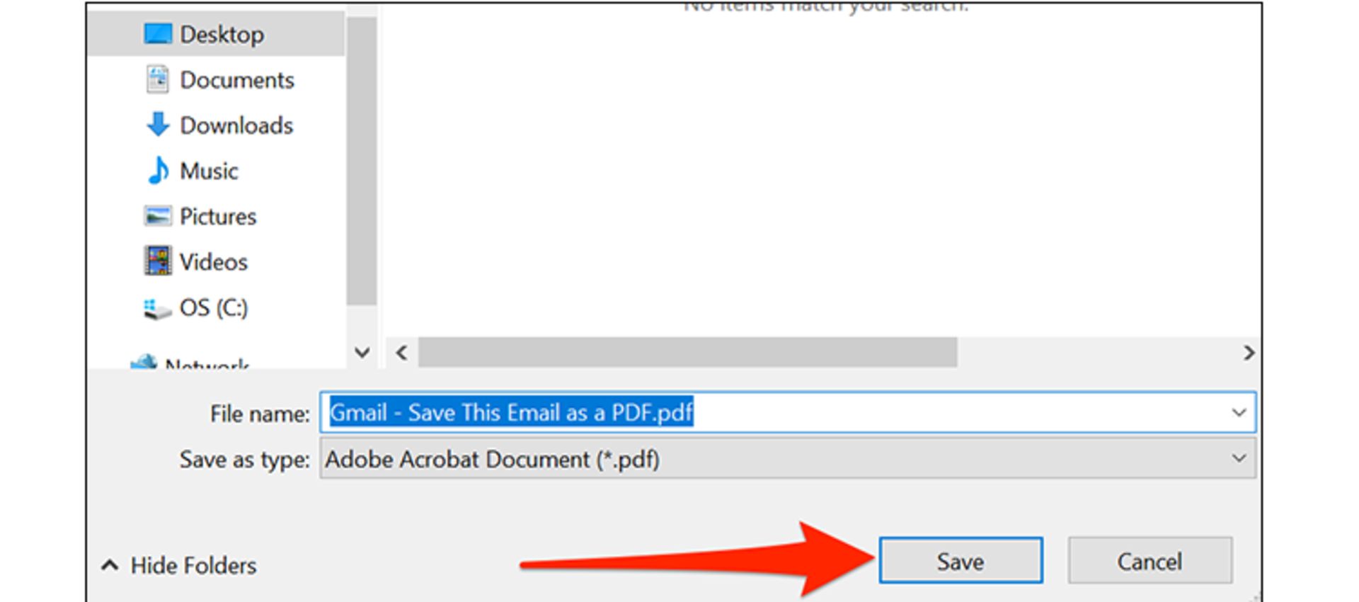 ذخیره‌ی ایمیل به شکل فایل PDF در ویندوز