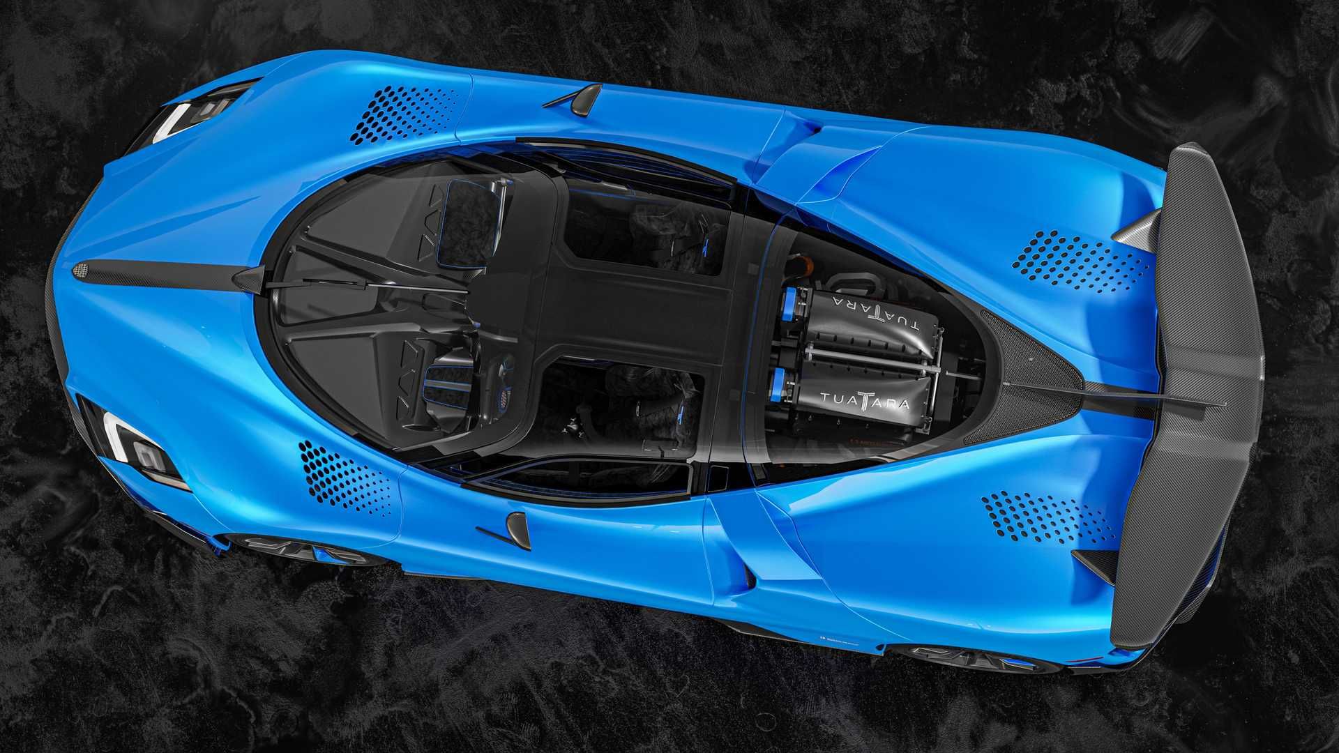 نمای ابرخودرو اس اس سی تواترا / SSC Tuatara hypercar آبی رنگ