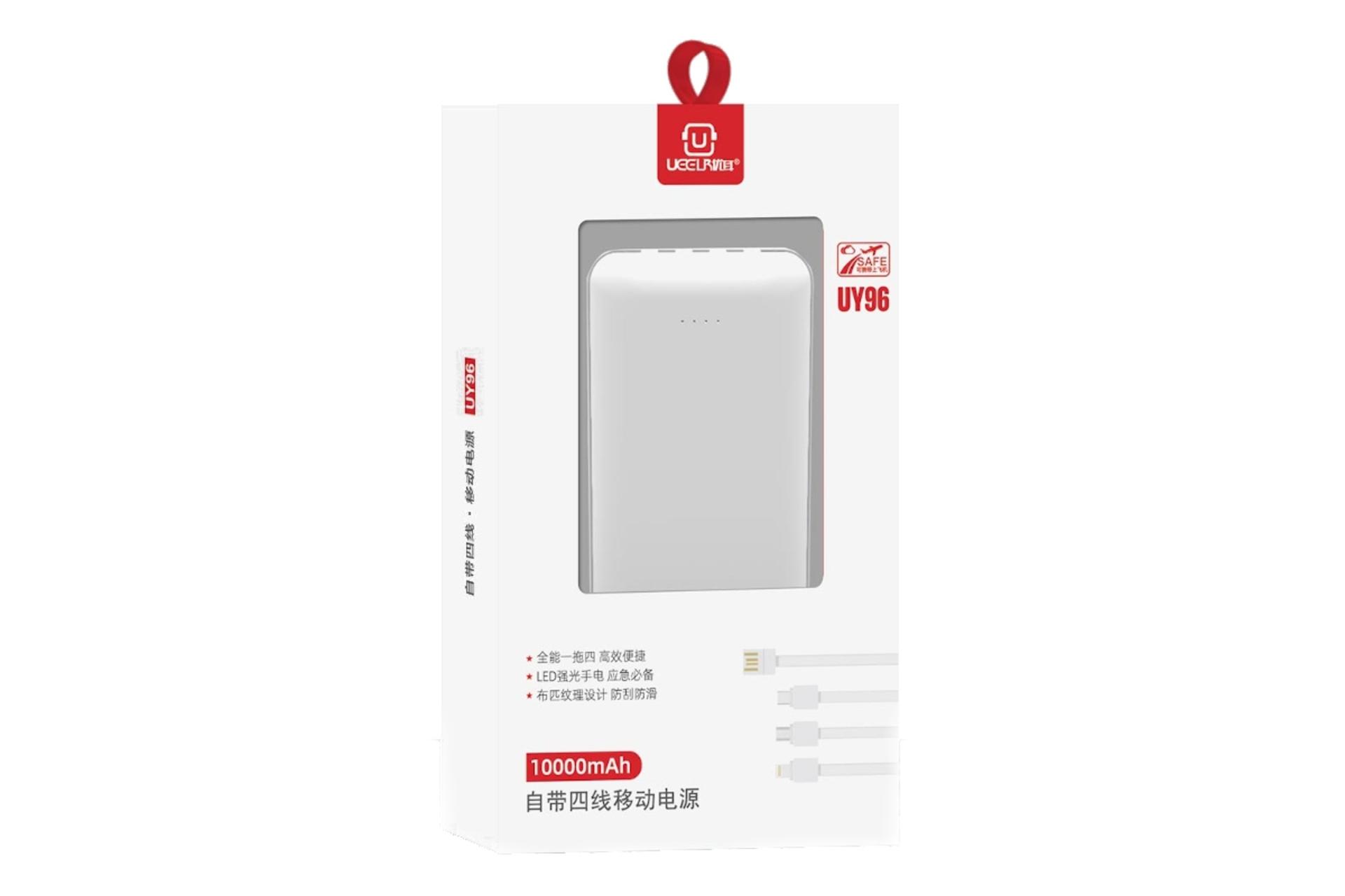پشت جعبه پاور بانک یولر UY96 با ظرفیت 10000 میلی‌آمپر ساعت Ueelr UY96 10000mAh