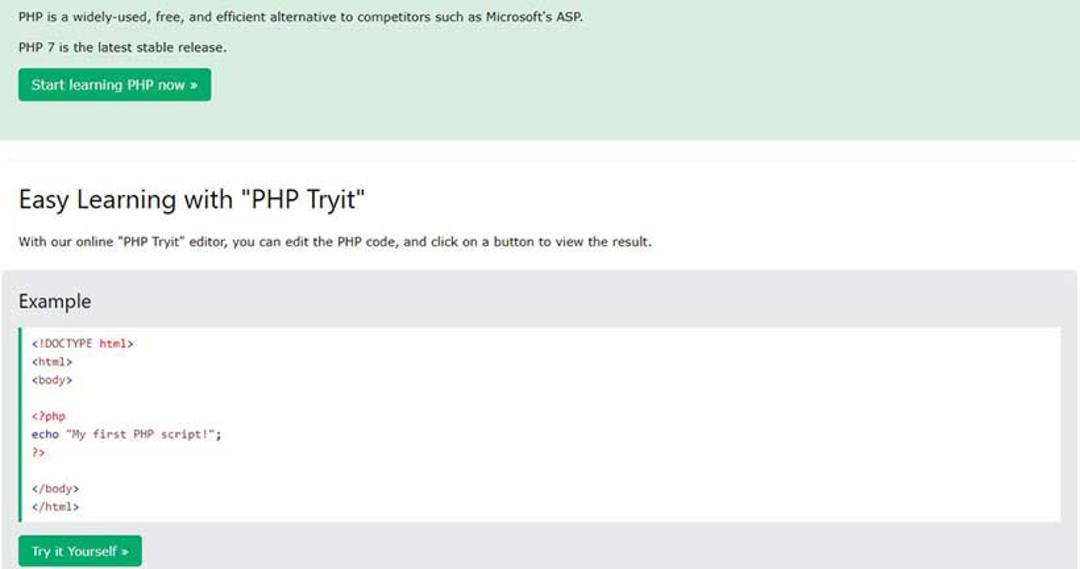 آموزش پی اچ پی w3schools
