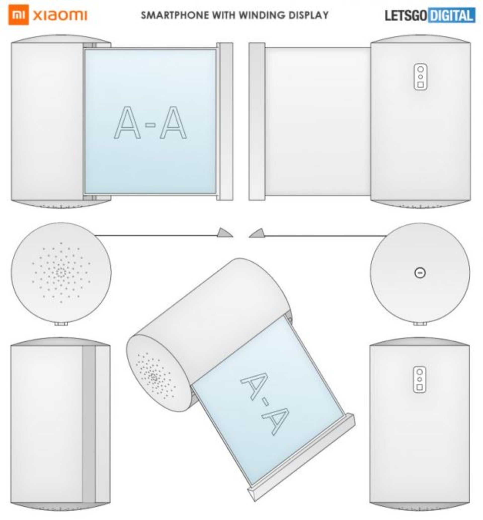 پتنت شیائومی از گوشی با صفحه نمایش رول شدنی