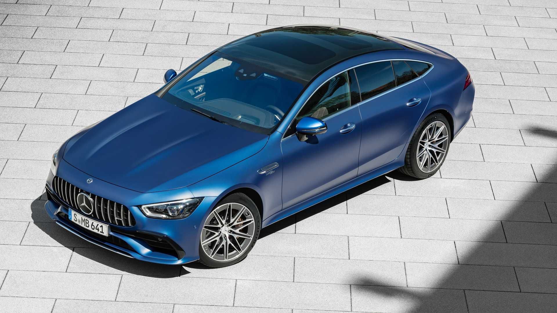 نمای بالا مرسدس آ ام گ جی تی چهاردر / 2022 Mercedes-AMG GT 4-Door آبی رنگ
