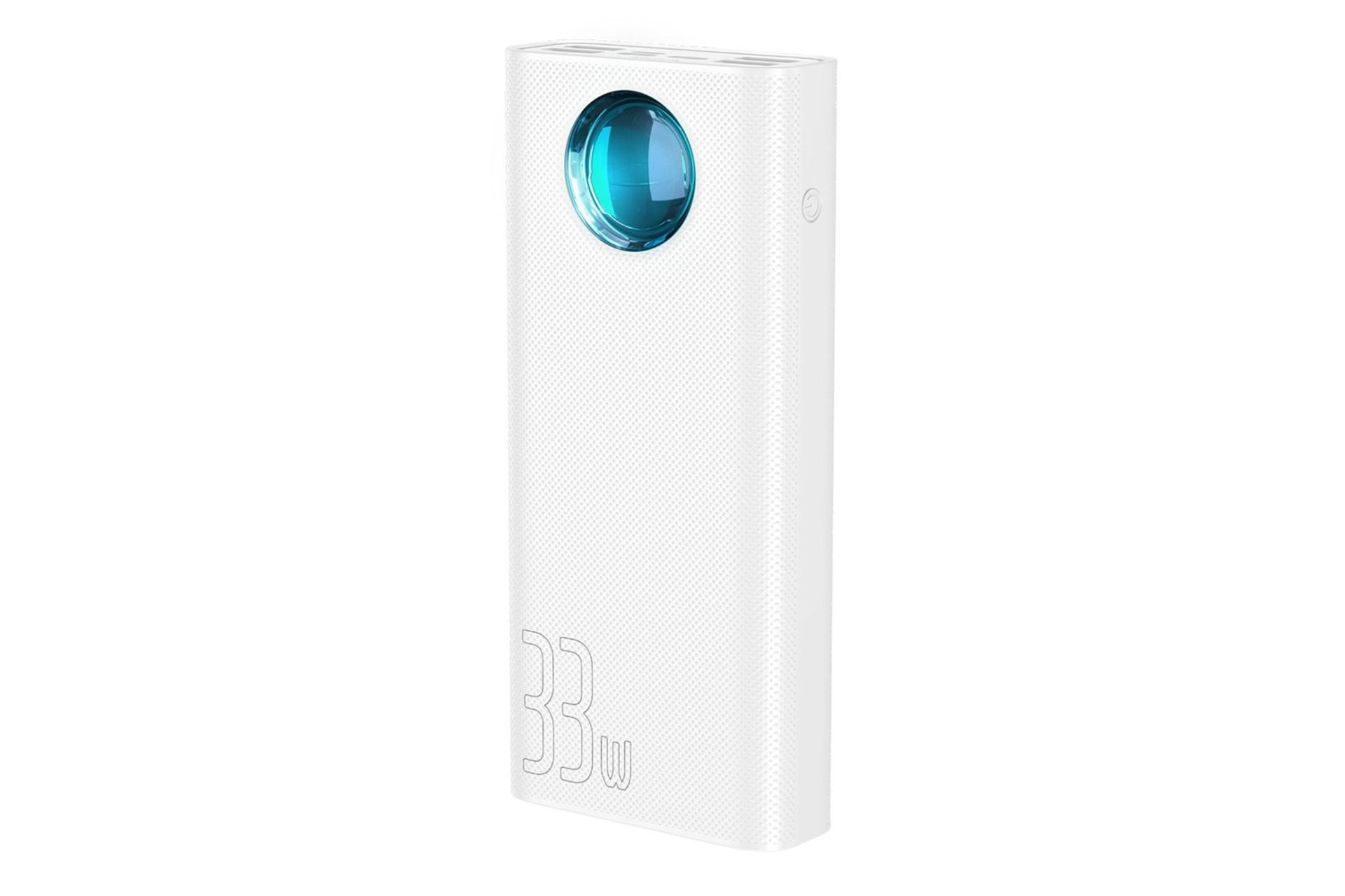 نمای راست پاور بانک باسئوس Baseus Amblight BS-30KP303 30000mAh با ظرفیت 30000 میلی‌آمپر ساعت سفید