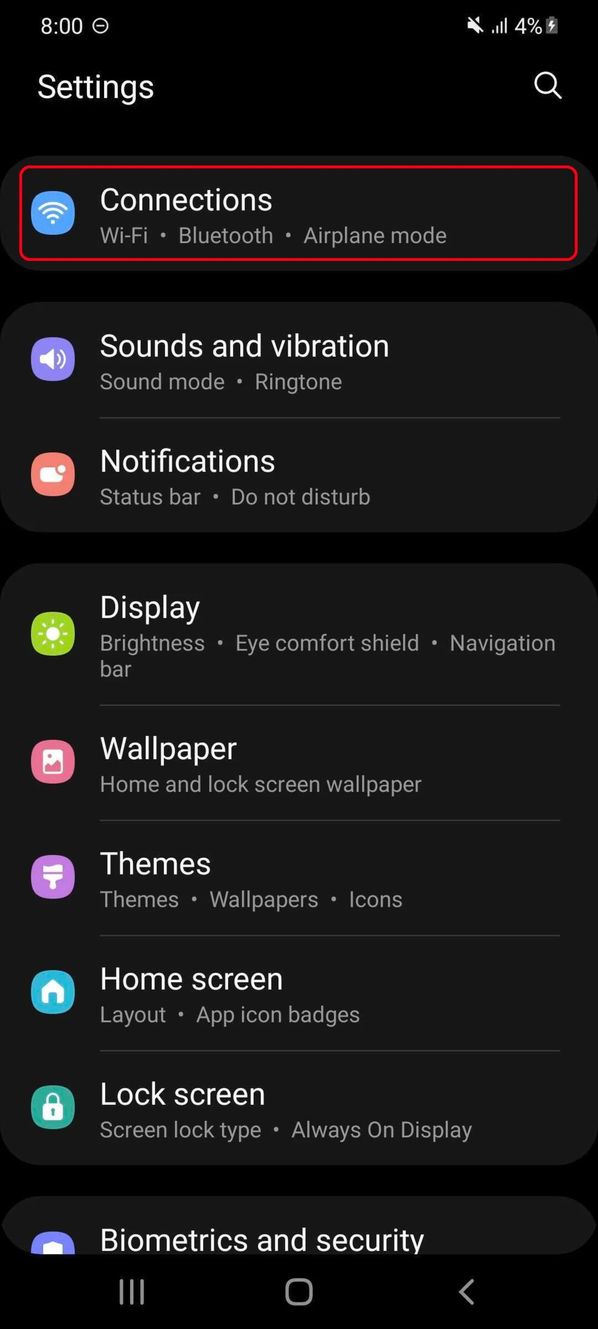 بخش اتصالات گوشی گلکسی