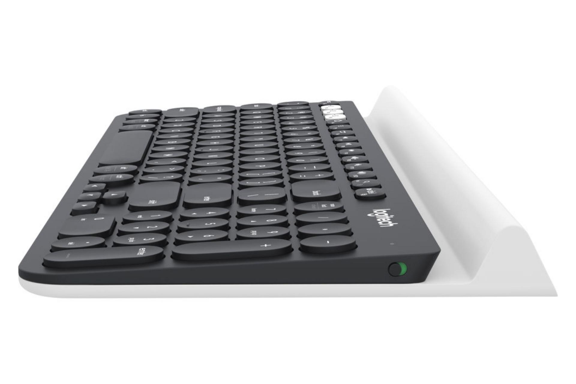 نمای سمت راست کیبورد بی سیم Logitech K780