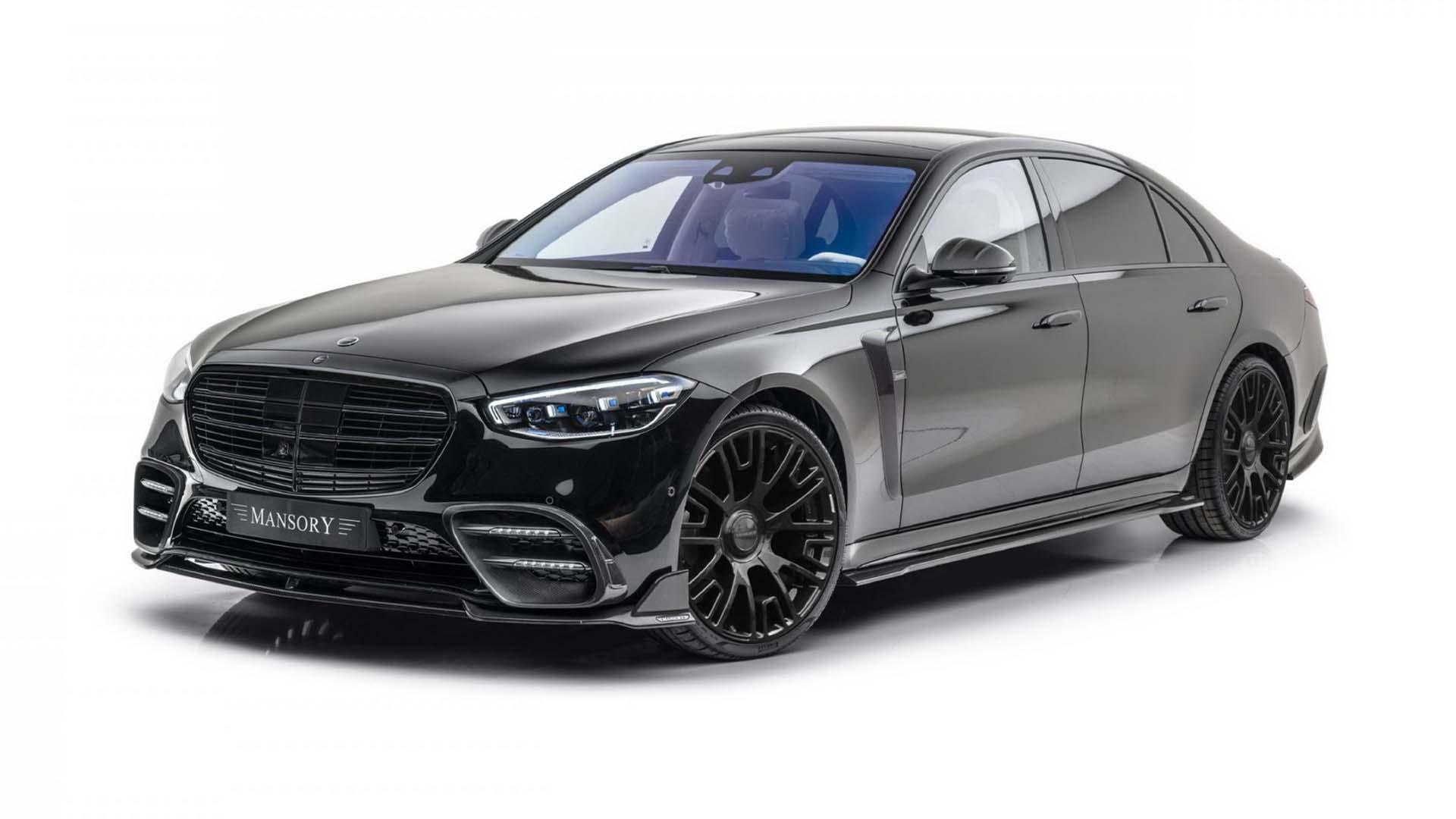 نمای سه چهارم مرسدس بنز کلاس اس 2021 تیونینگ منصوری / Mansory 2021 Mercedes-Benz S-Class