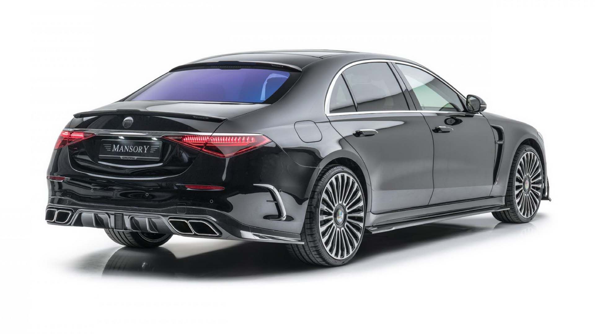 نمای سه چهارم عقب مرسدس بنز کلاس اس 2021 تیونینگ منصوری / Mansory 2021 Mercedes-Benz S-Class