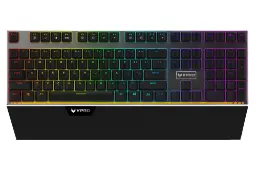 نمای بالا از کیبورد رپو مدل v720 با نور پس زمینه RGB