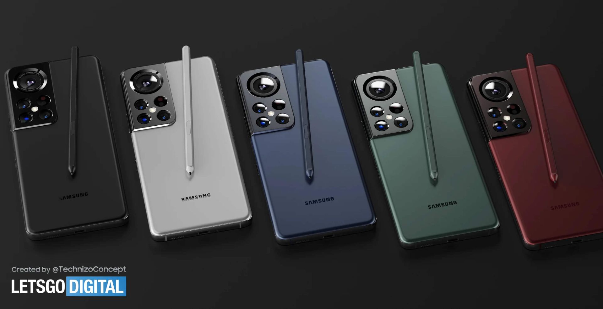 رندر مفهومی گلکسی اس ۲۲ اولترا در پنج رنگ