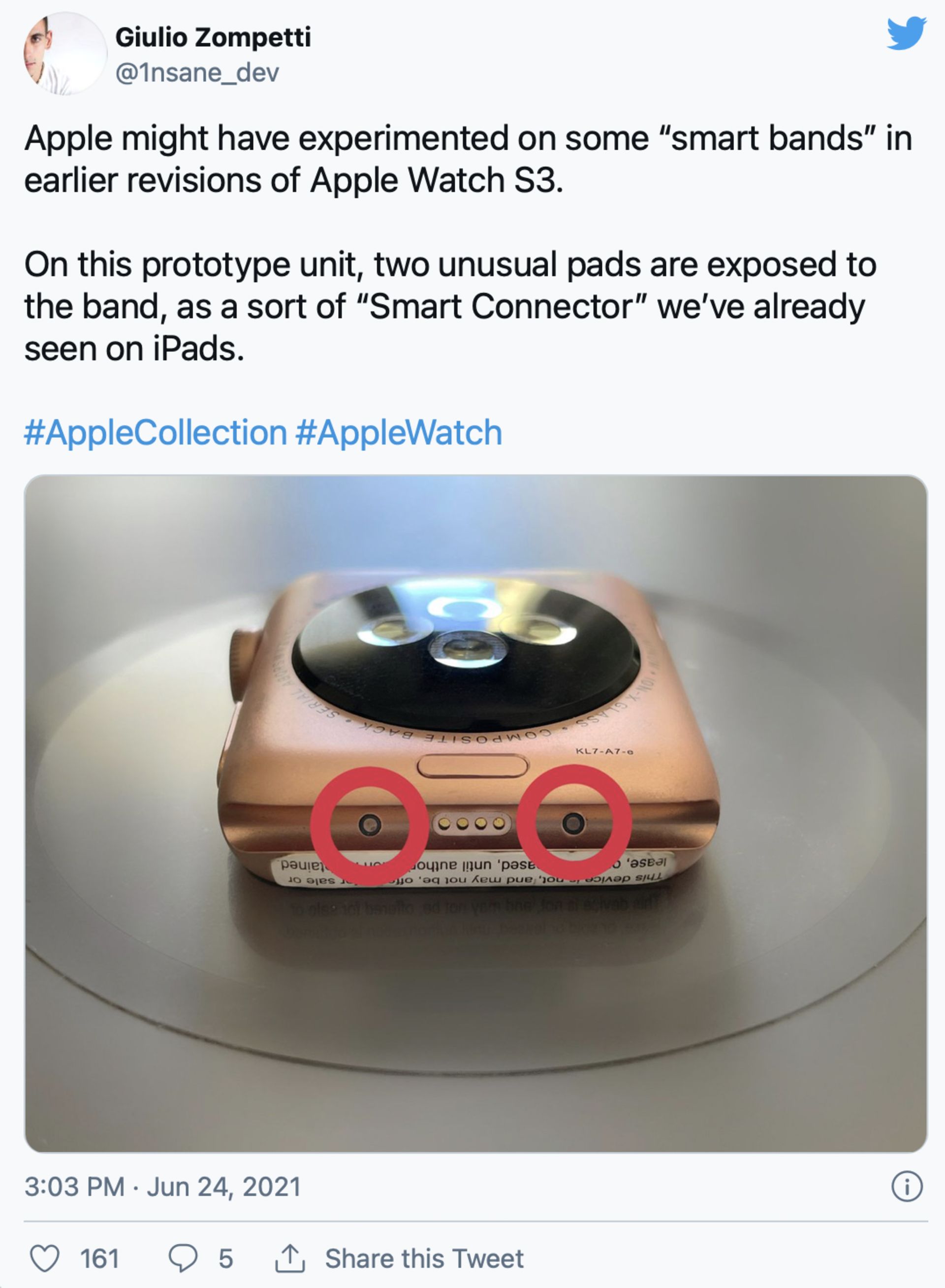 نمونه اولیه اپل واچ سری ۳