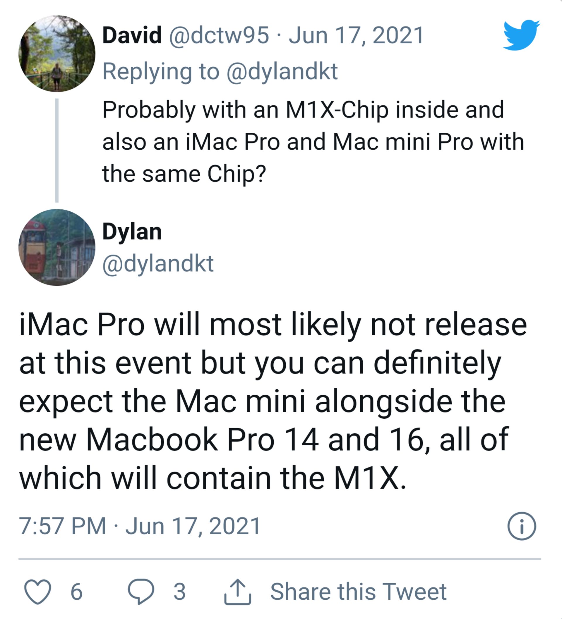 توییت افشای مشخصات مک‌بوک پرو ۲۰۲۱