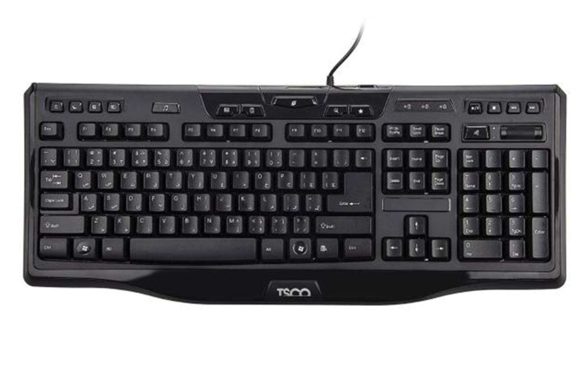 نمای بالا کیبورد تسکو TK-8018 و نمایش کامل کلیدها