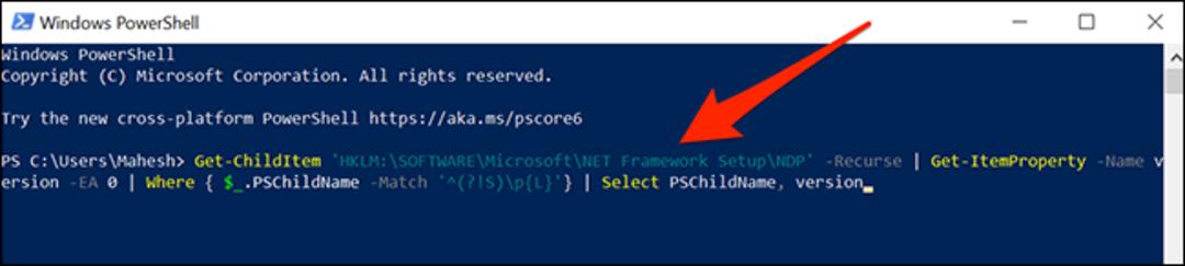مشاهده نسخه NET Framework. با استفاده از یک دستور PowerShell 
