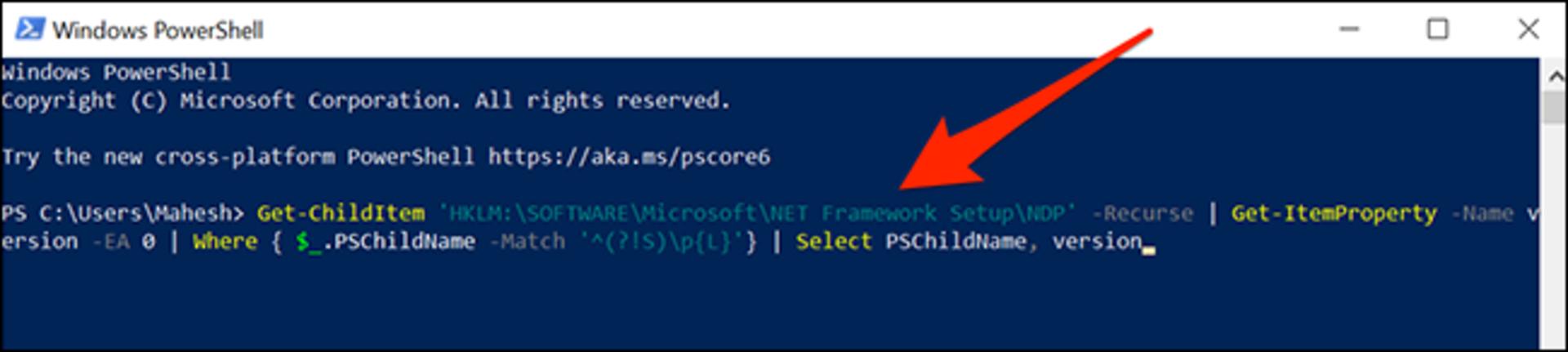 مشاهده نسخه NET Framework. با استفاده از یک دستور PowerShell 