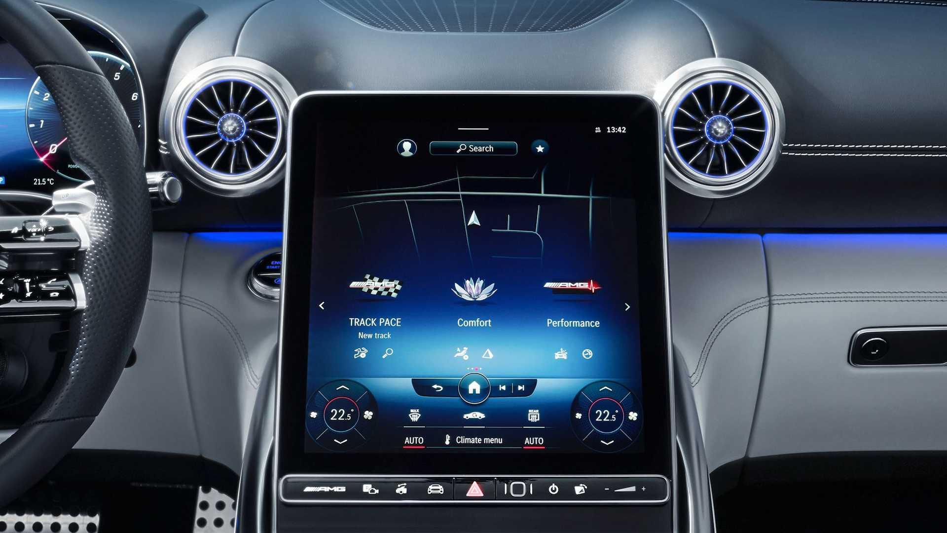 نمای جلو نمایشگر نسل جدید مرسدس آ ام گ اس ال / 2022 Mercedes-AMG SL Interior