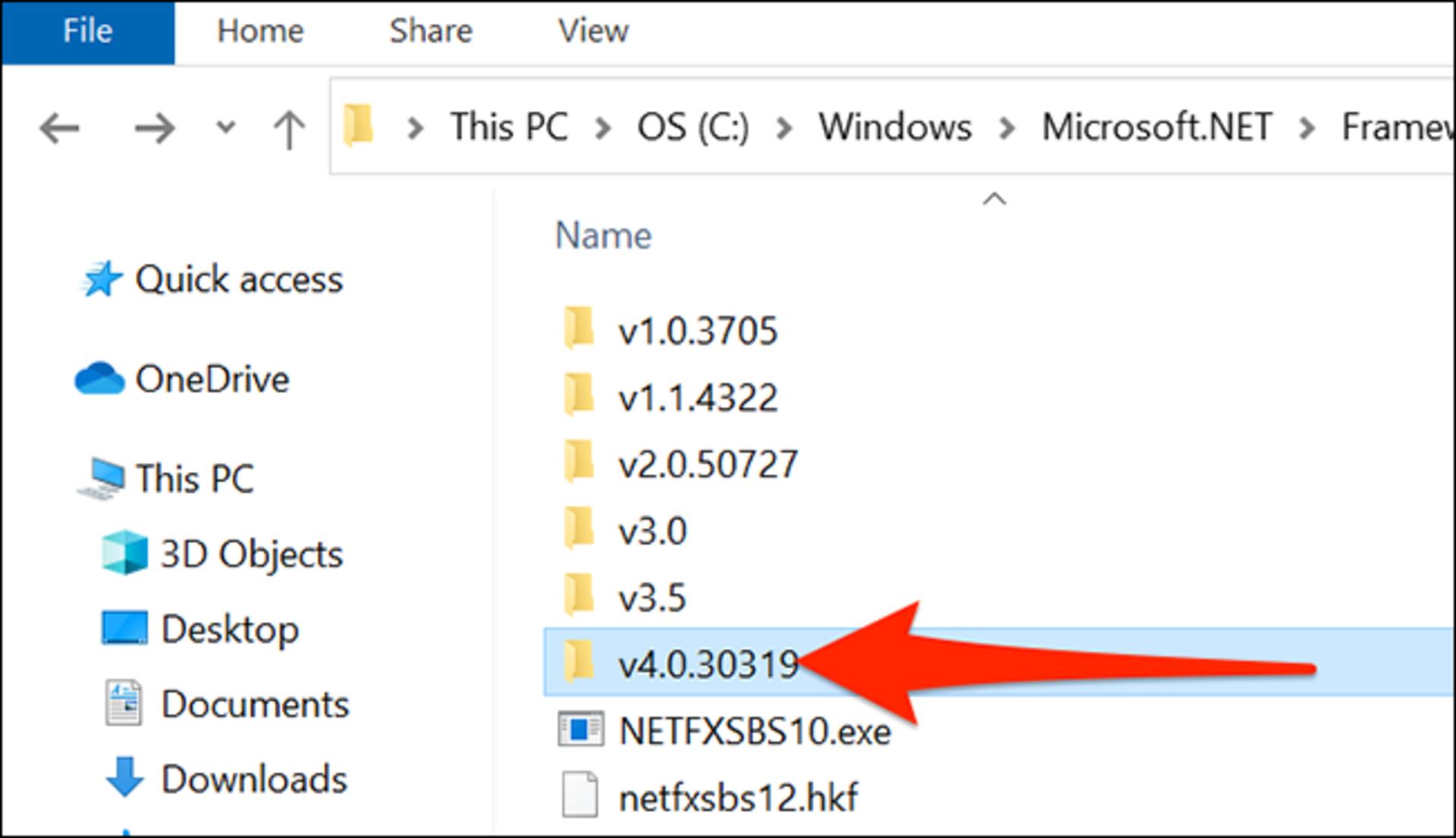 مشاهده نسخه NET Framework. در فایل اکسپلورر