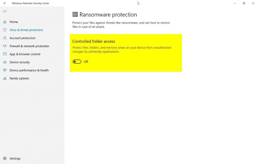 Controlled folder access