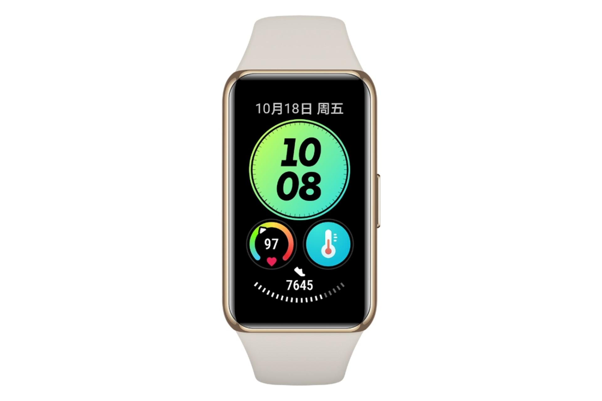 نمای روبرو Huawei Band 6 Pro / اسمارت واچ هواوی بند 6 پرو طلایی
