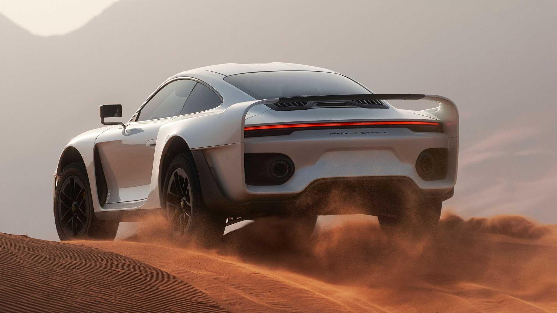 نمای عقب پورشه مارک فیلیپ گمبالا مرسین / Marc Philipp Gemballa Marsien Porsche در بیابان