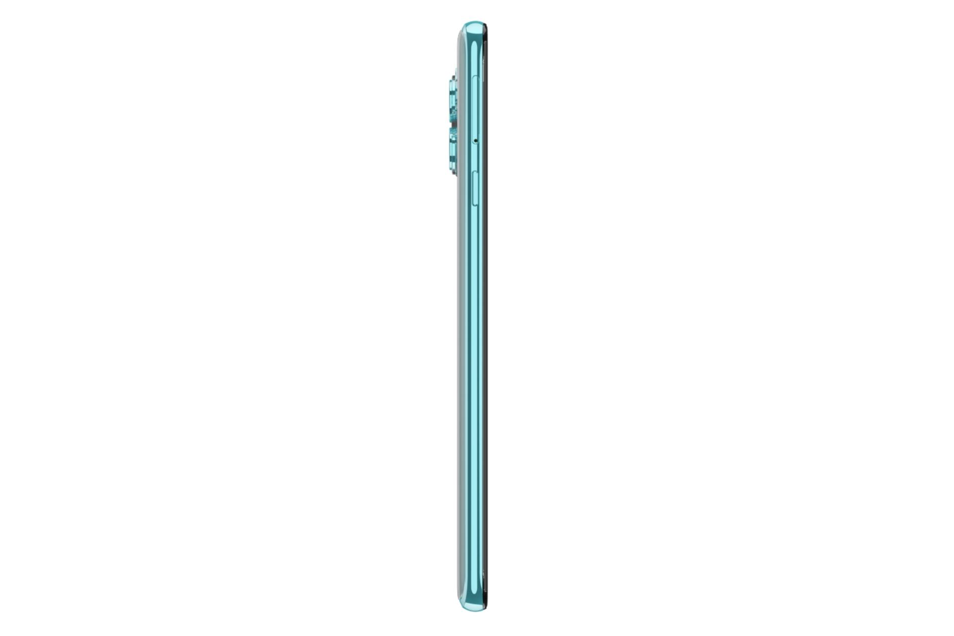 نمای جانبی گوشی موبایل موتورولا اج 20 لایت / Motorola Edge 20 Lite فیروزه ای