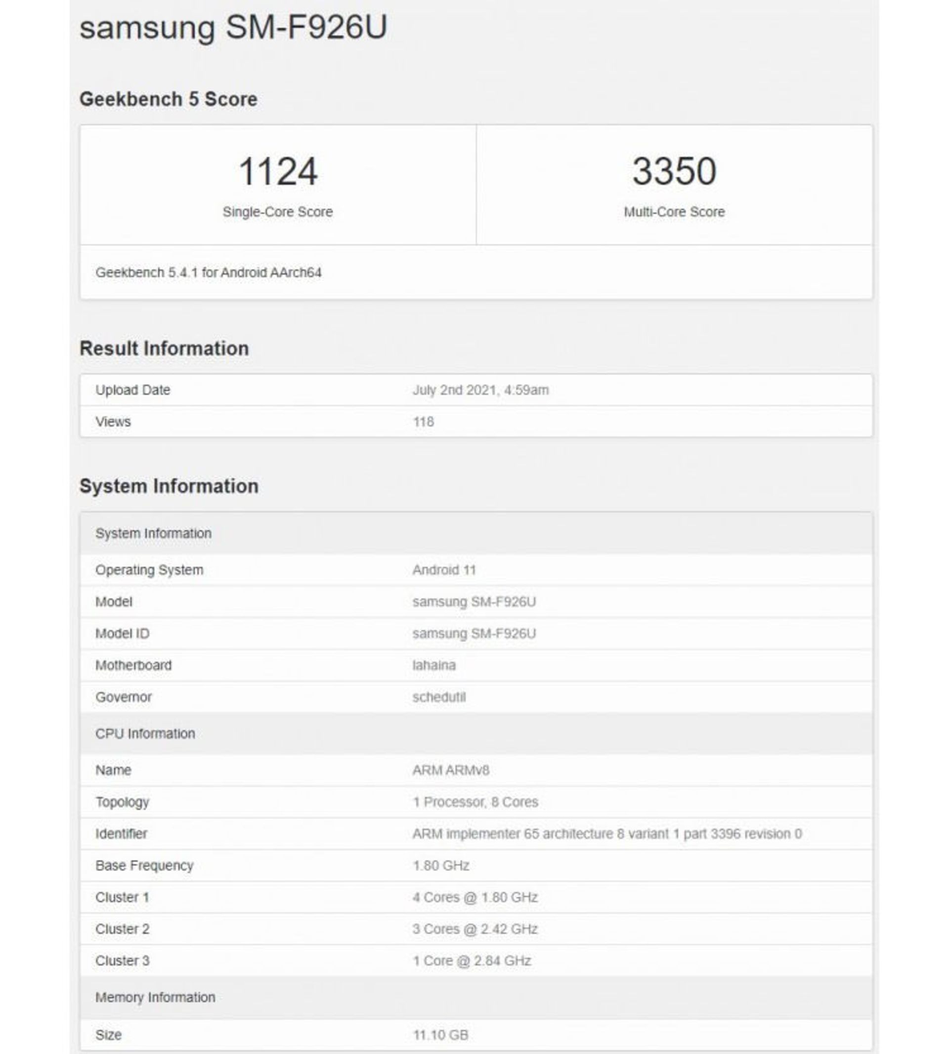 بنچمارک گلکسی زد فولد 3 سامسونگ