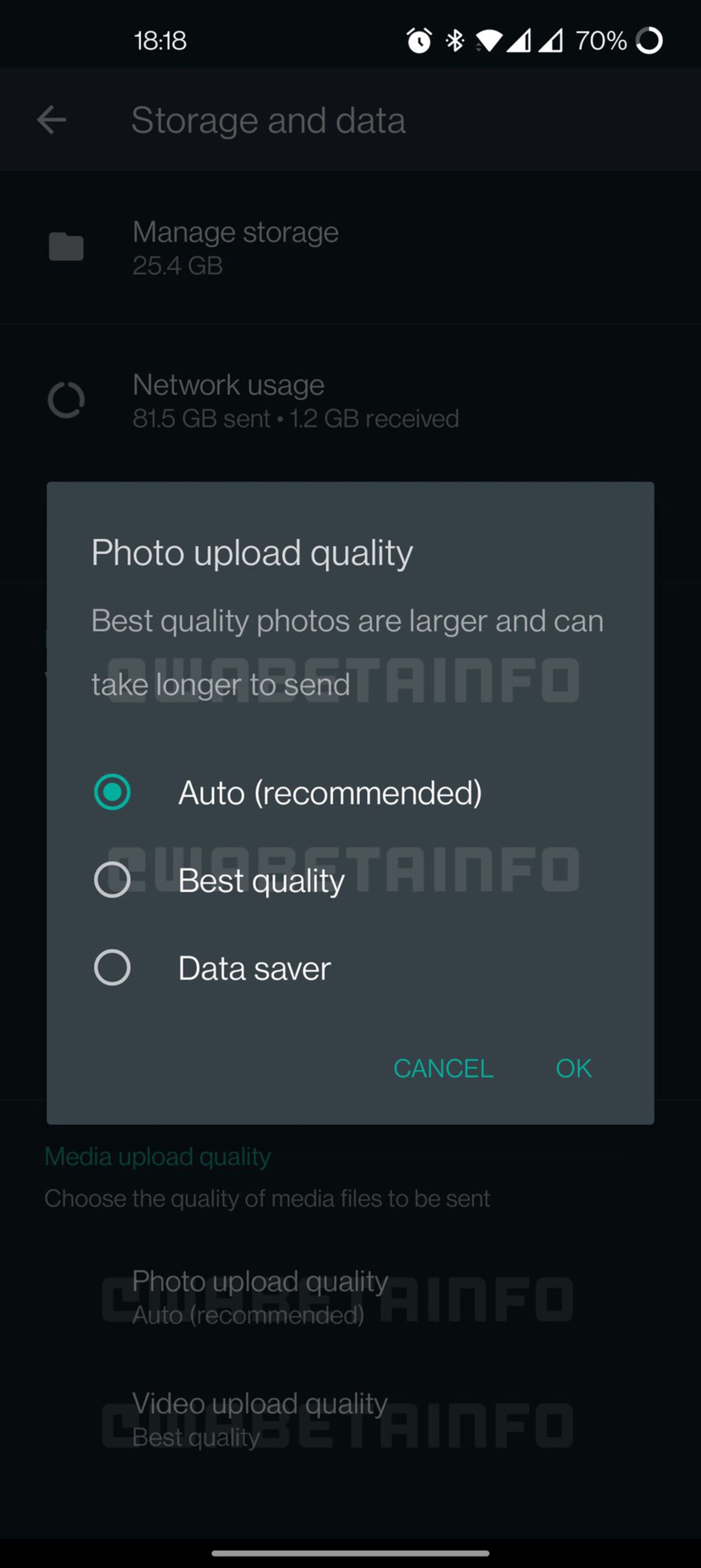 کیفیت واتساپ ۱