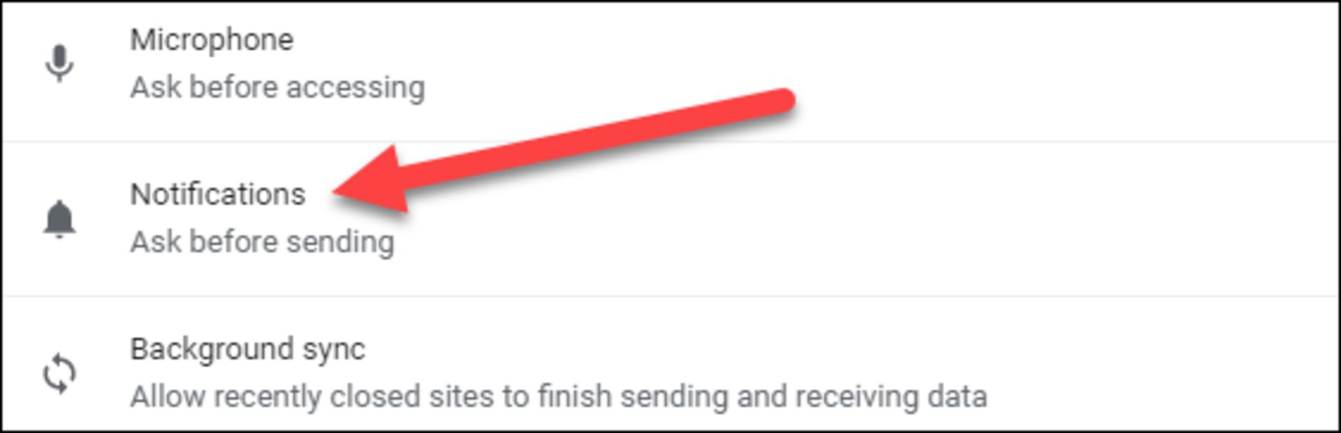 بخش نوتیفیکیشن ها در گوگل کروم 