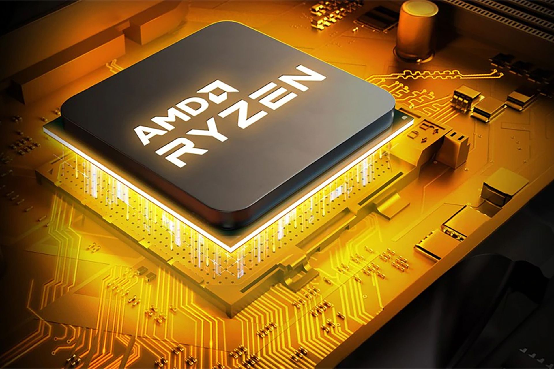 پردازنده AMD در برد زرد رنگ