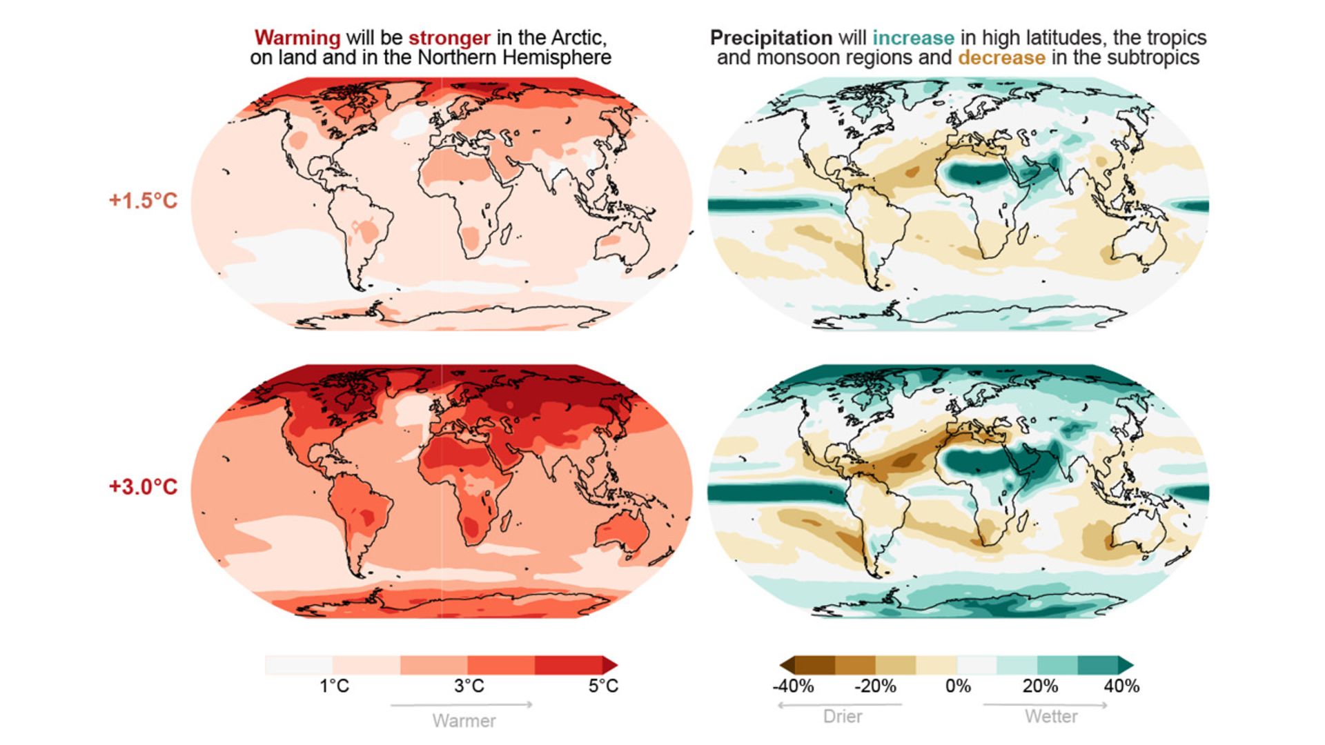 نقشه گرمایش جهانی / گزارش تغییر اقلیم IPCC 2021