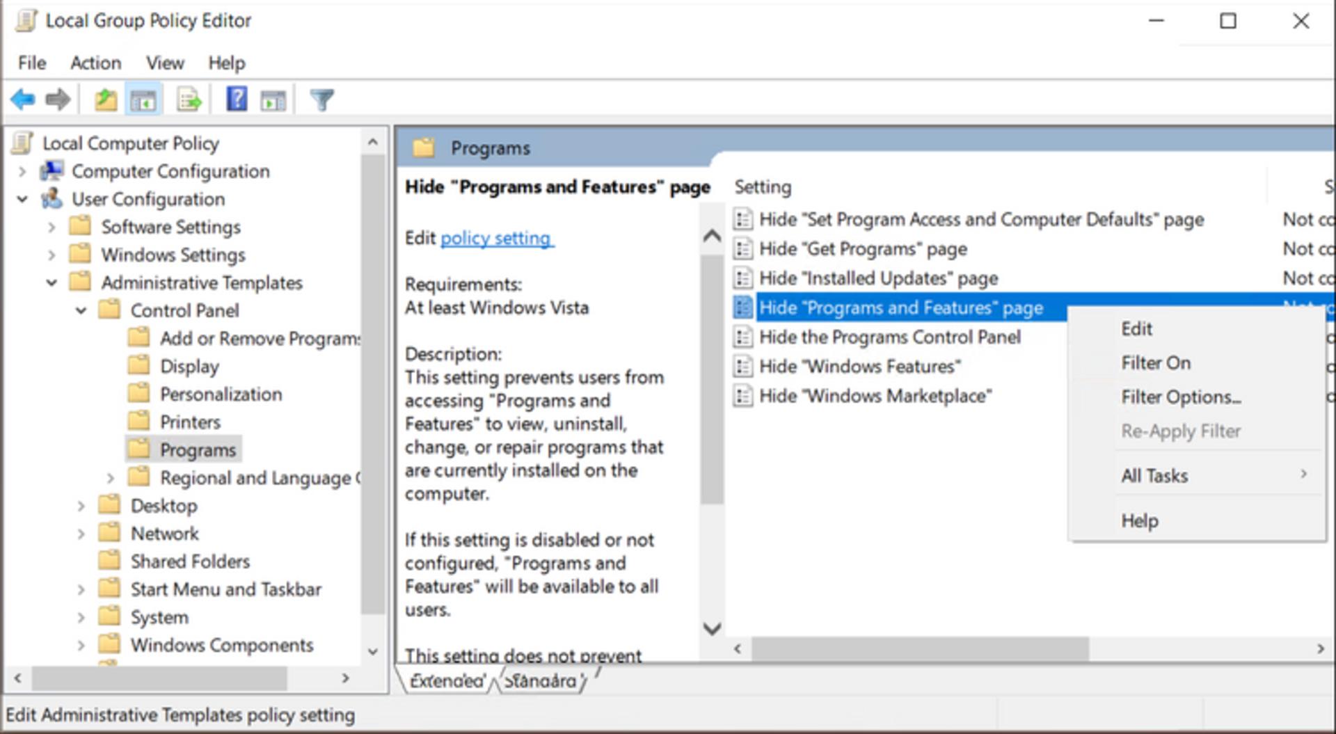 پنهان کردن برنامه‌ها در ویندوز ۱۰ با استفاده از Group Policy Editor