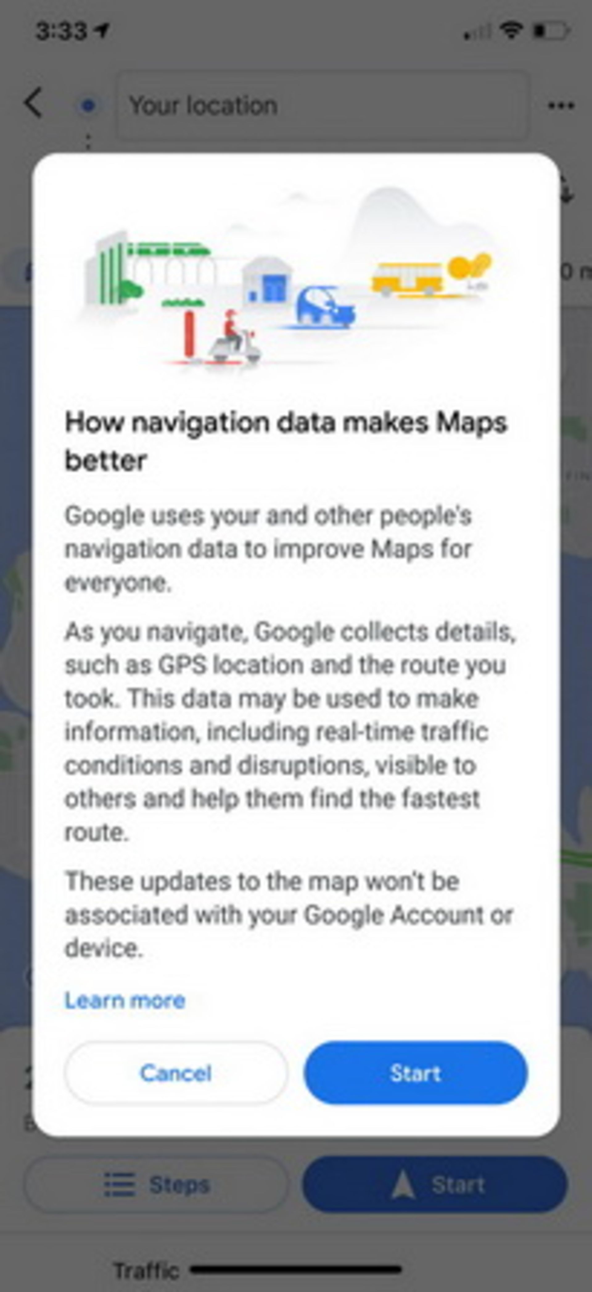 فرمان جمع‌سپاری داده‌های مسیریابی گوگل مپس