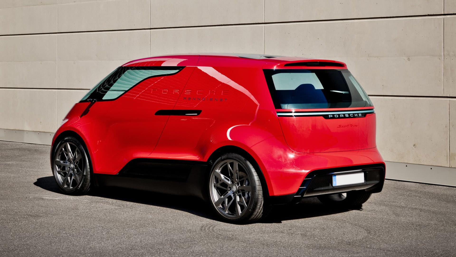 نمای عقب ون برقی پورشه ویژن رندینست / Porsche Vision Renndienst electric van