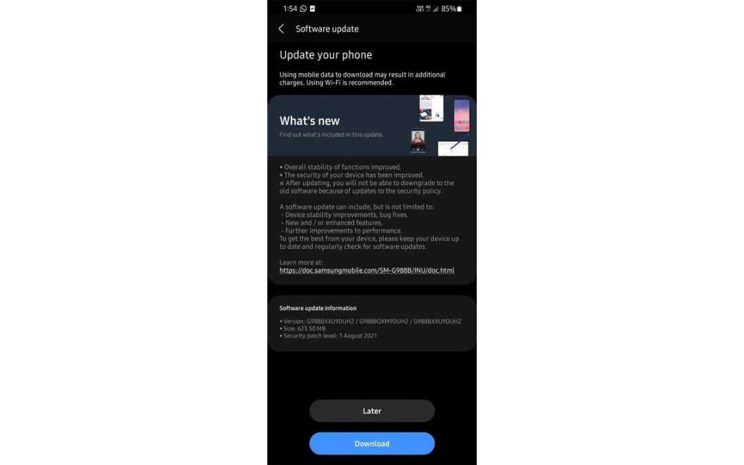 رابط کاربری One UI 3.1.1