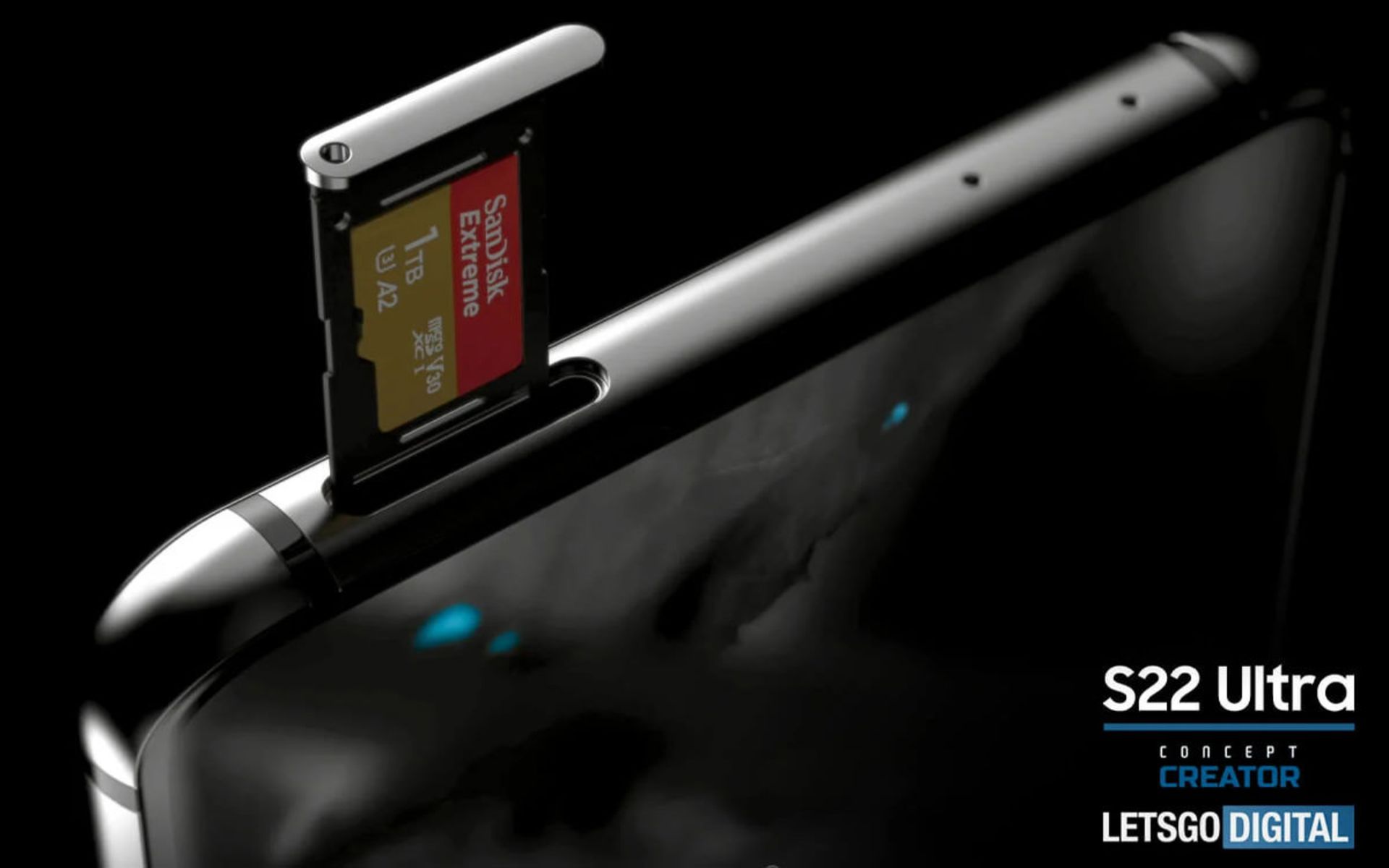 تصویر مفهومی وجود درگاه کارت حافظه در گلکسی اس ۲۲ اولترا