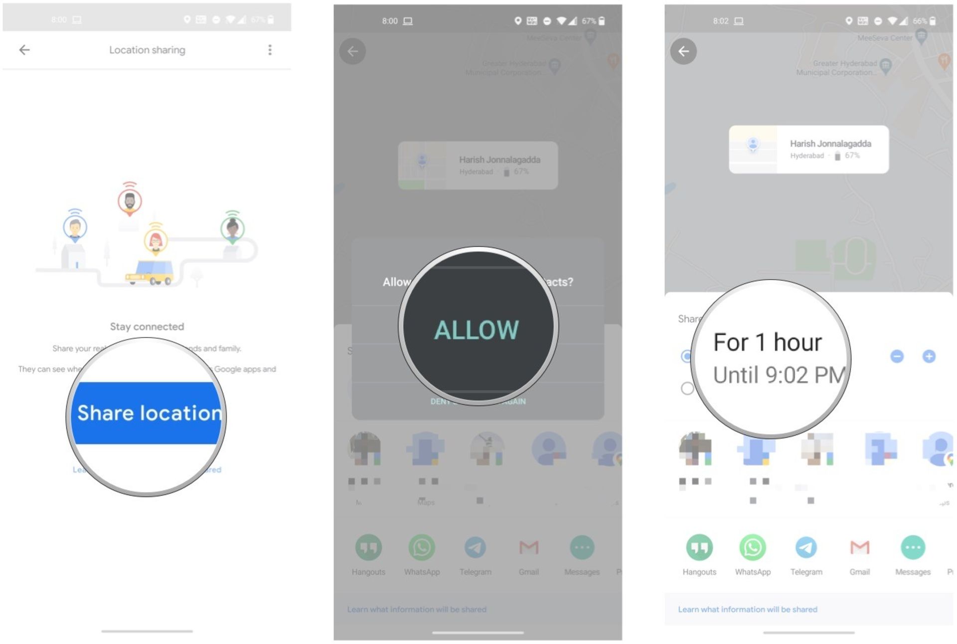 به اشتراک گذاری لوکیشن 