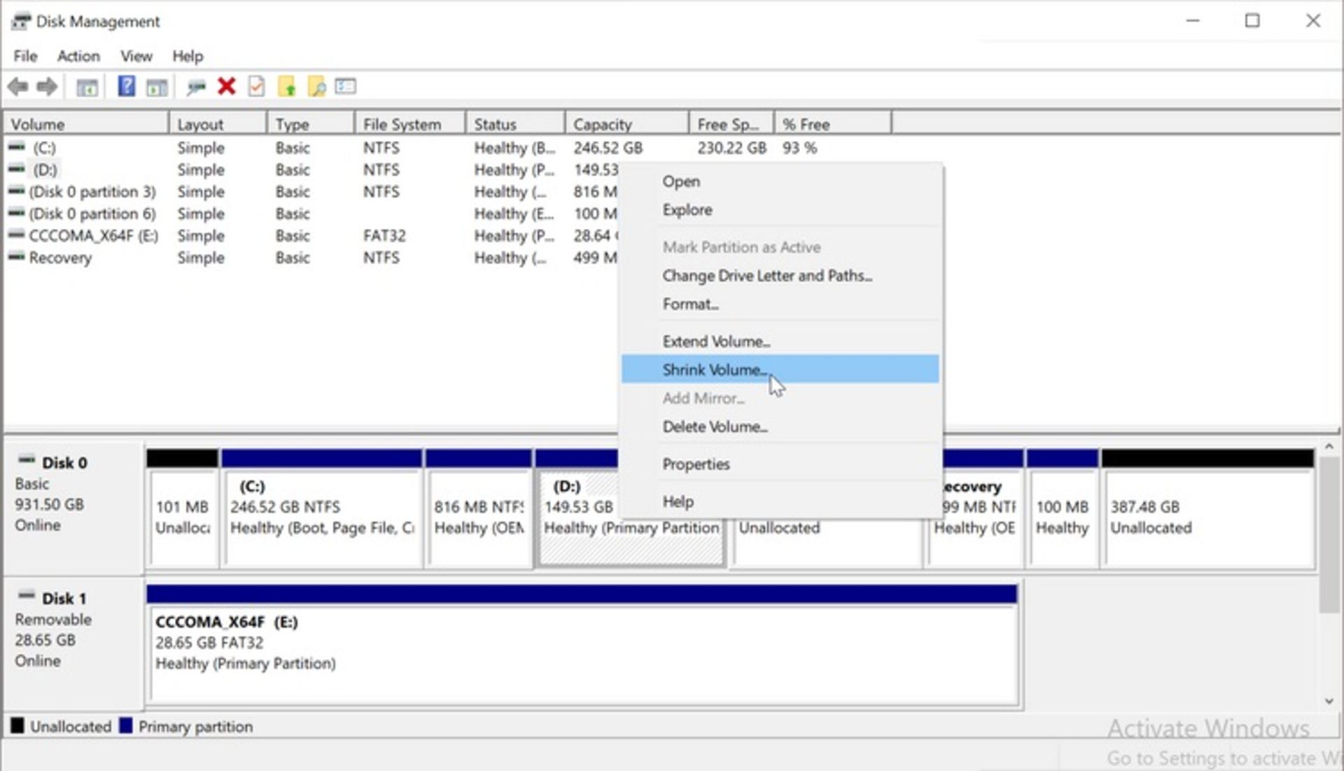 Disk Management tool ویندوز 10
