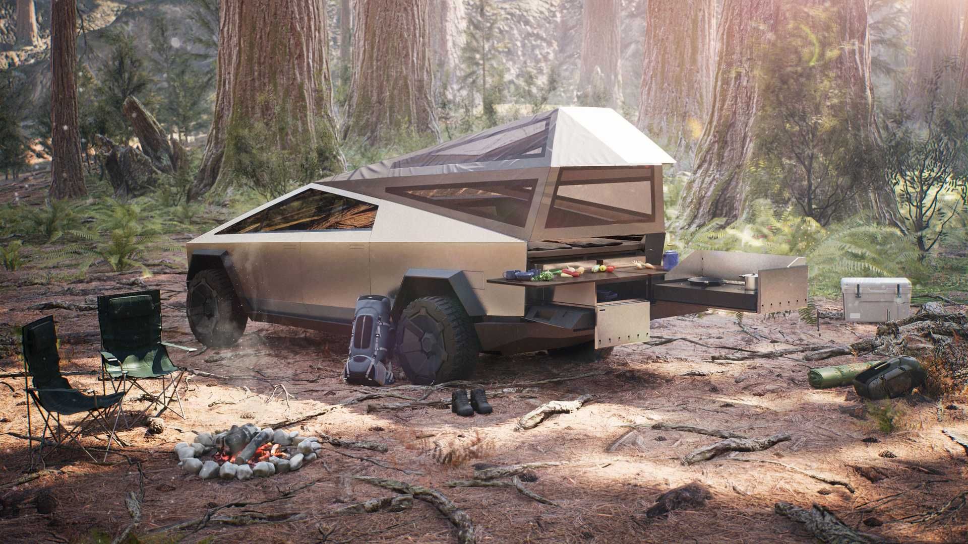 تسلا سایبرتراک / Tesla Cybertruck در جنگل